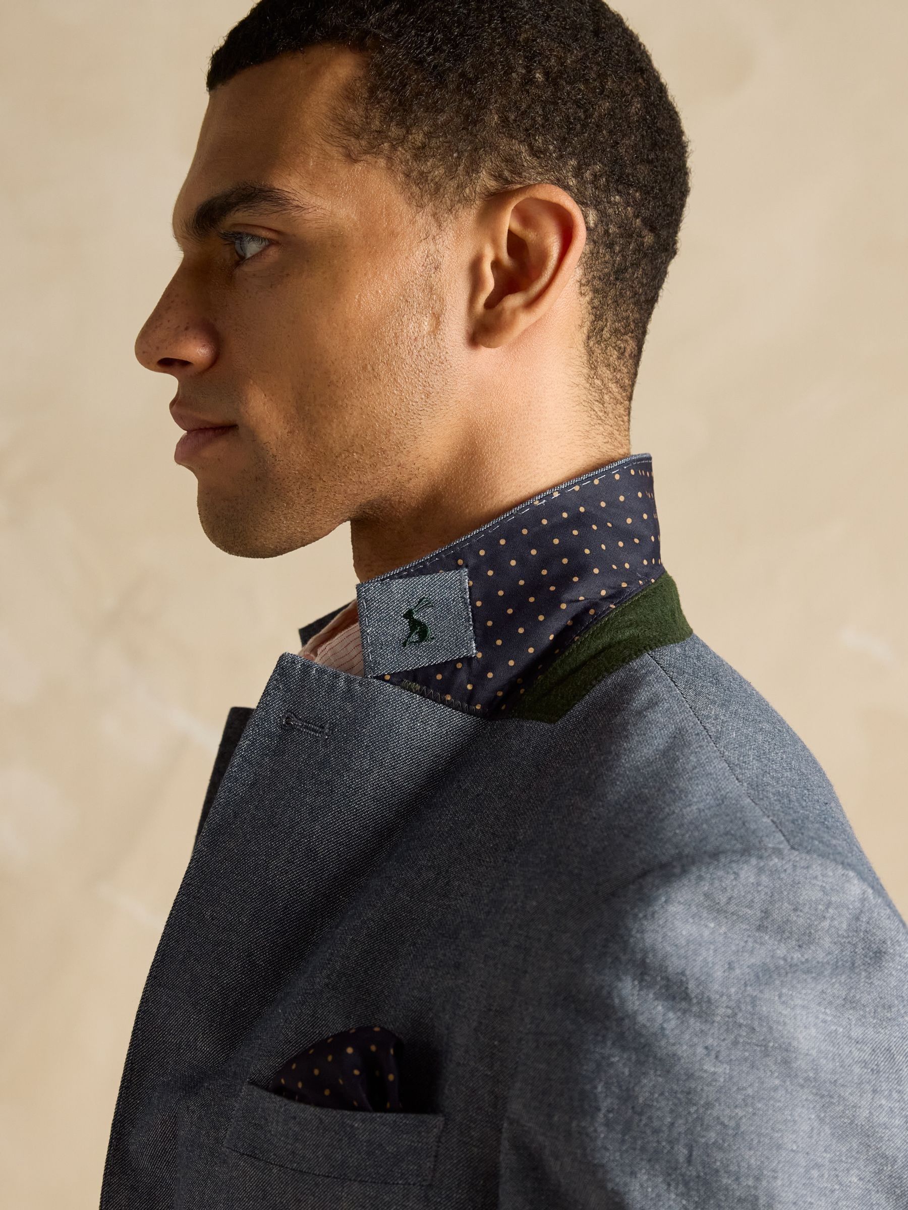 Chambray Blue Slim Fit Suit Jacket - Image 4 of 7