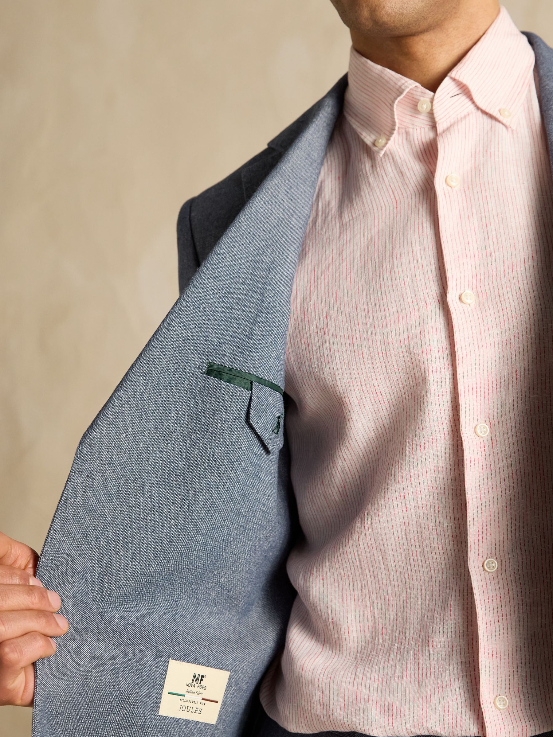 Chambray Blue Slim Fit Suit Jacket - Image 6 of 7