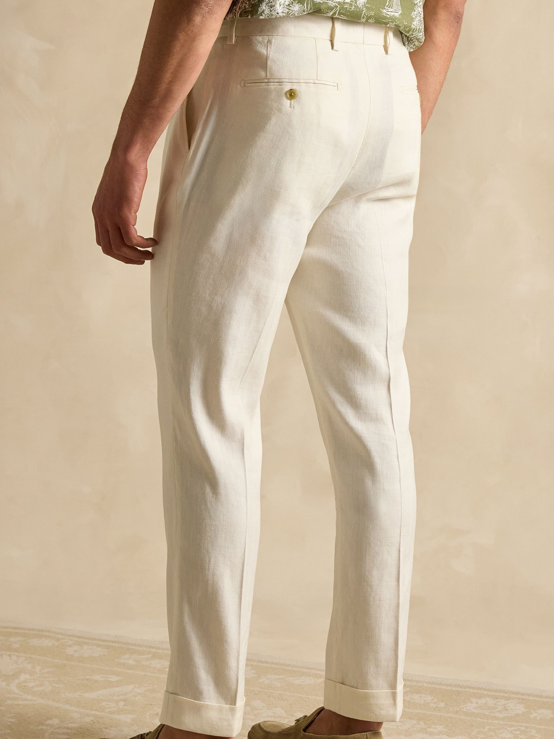 Pleated Linen Lined Linen Trousers Slim Fit White Lined Pants Buy