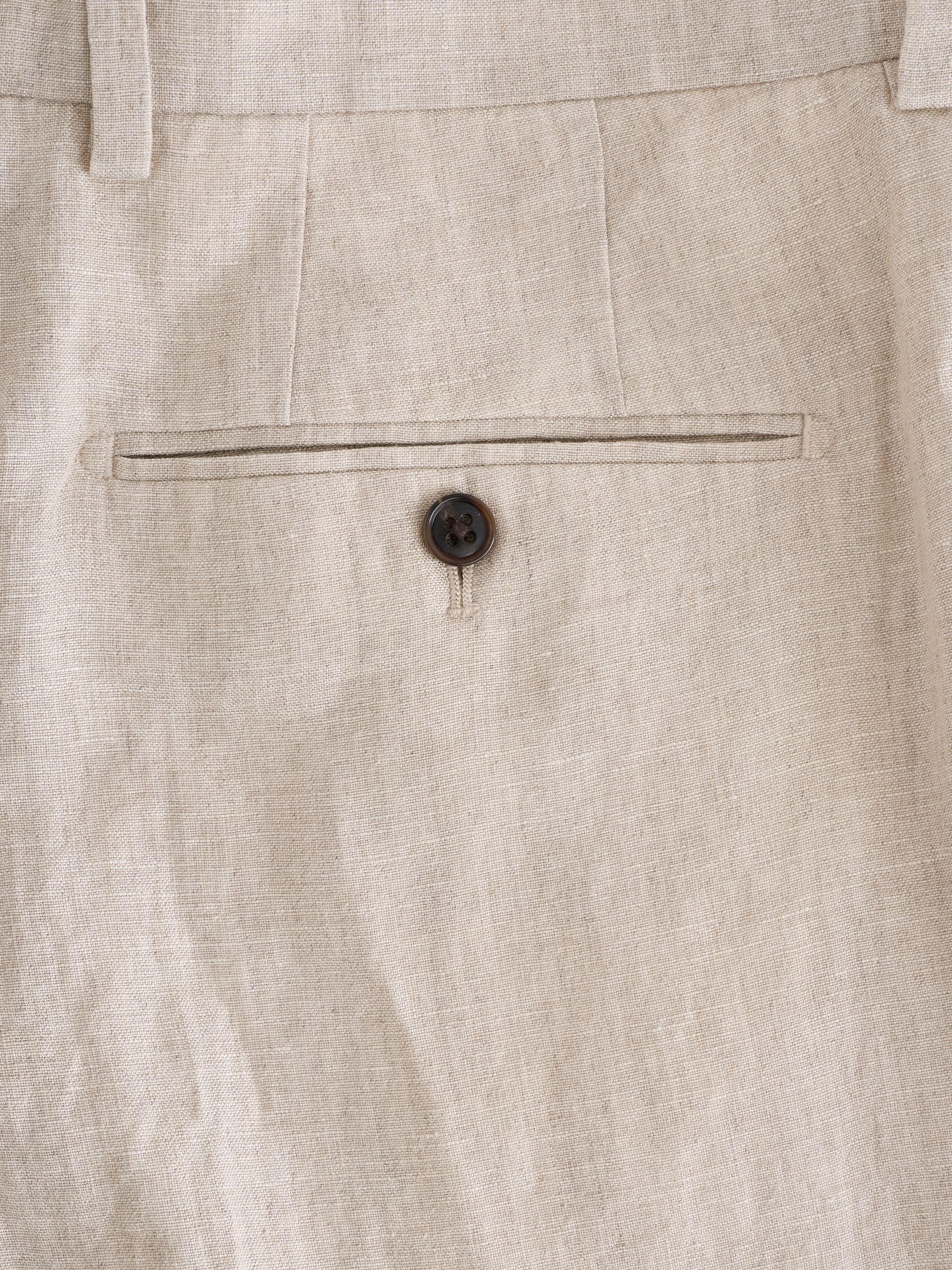 Stone Slim Fit Pure Linen Safari Suit Trousers - Image 10 of 10 Stone Slim Fit Pure Linen Safari Suit Trousers - Image 10 of 10
