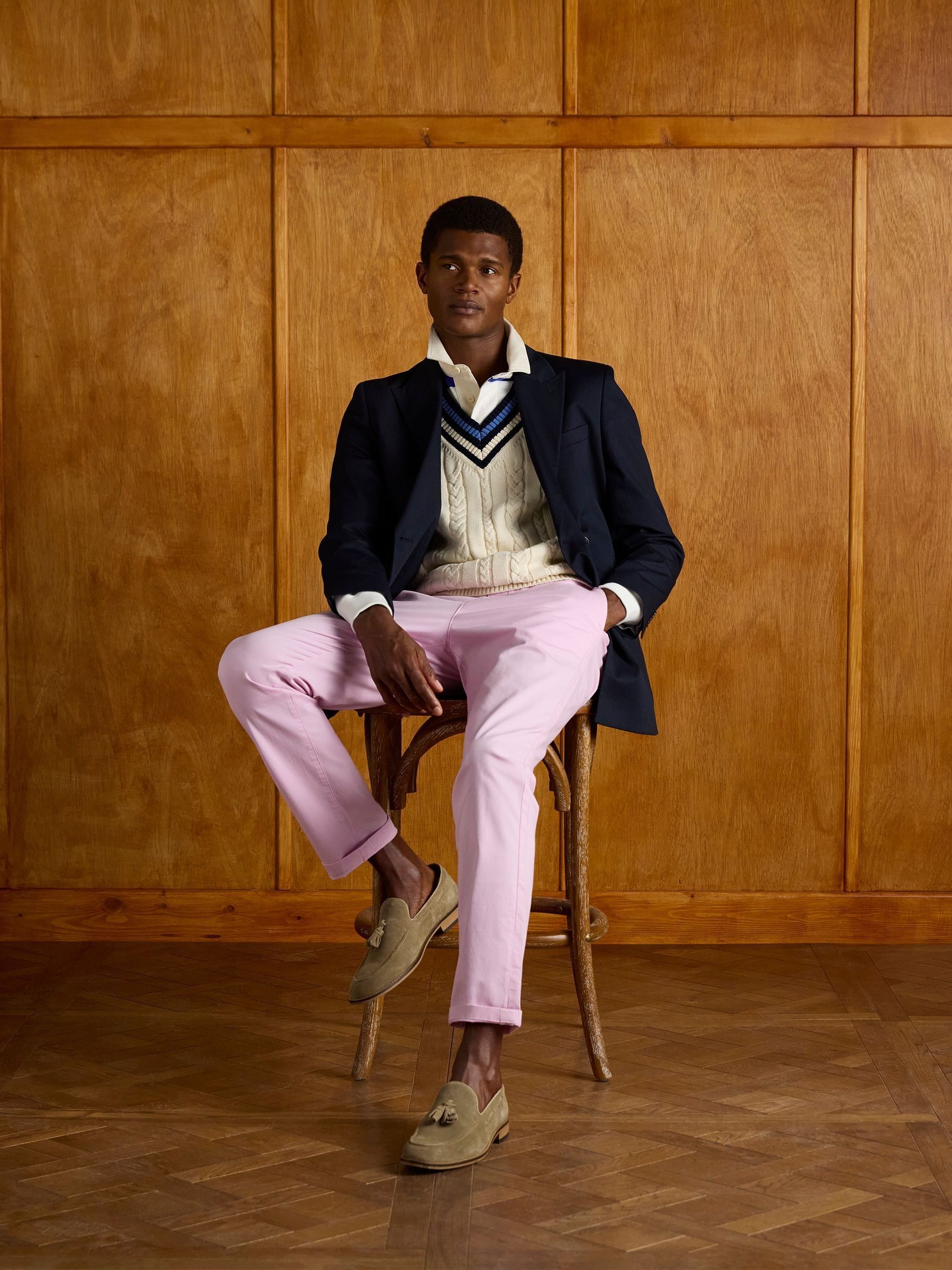 Navy Double Breasted Suit Jacket - Image 2 of 13