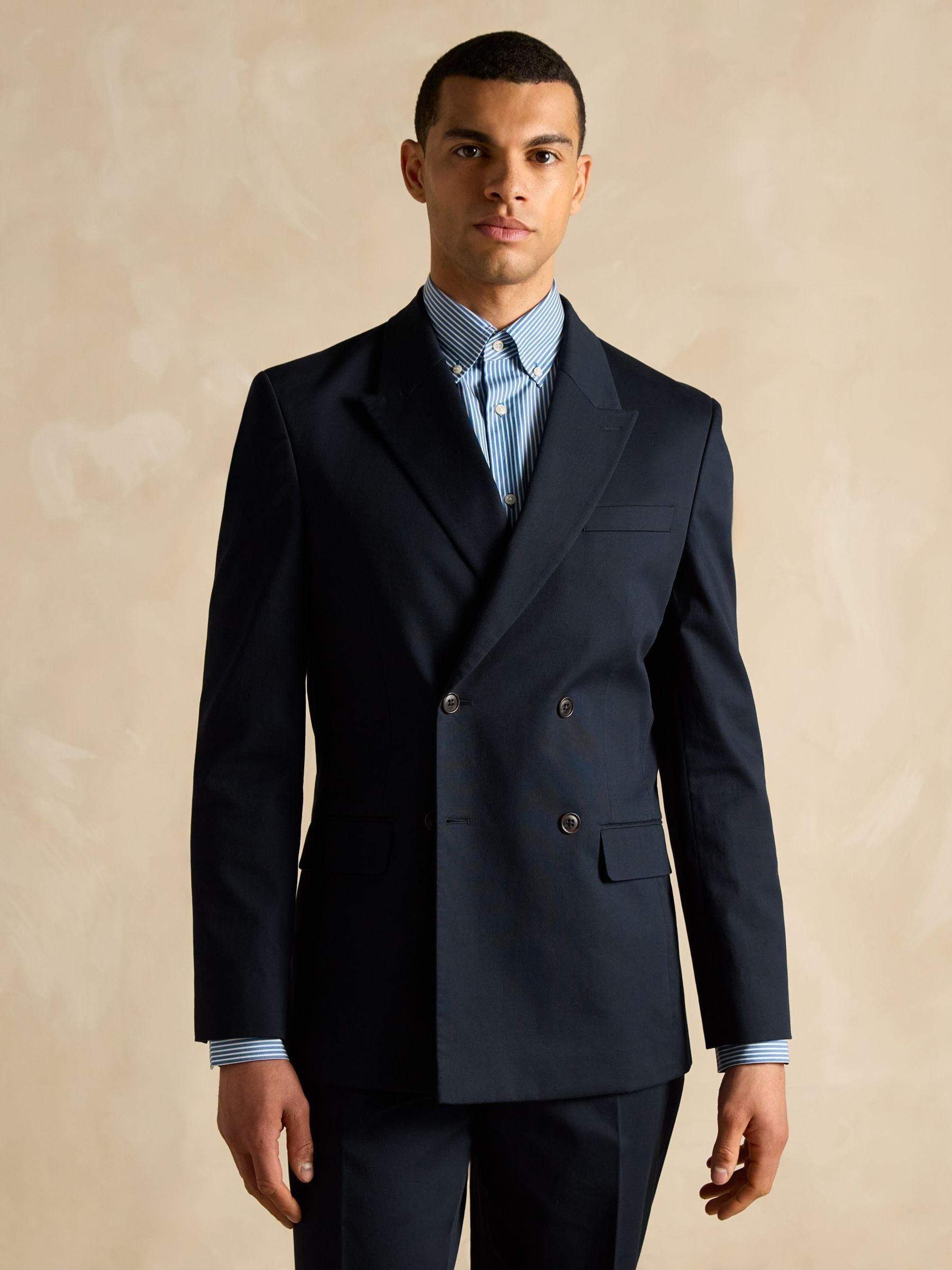 Navy Double Breasted Suit Jacket - Image 5 of 13
