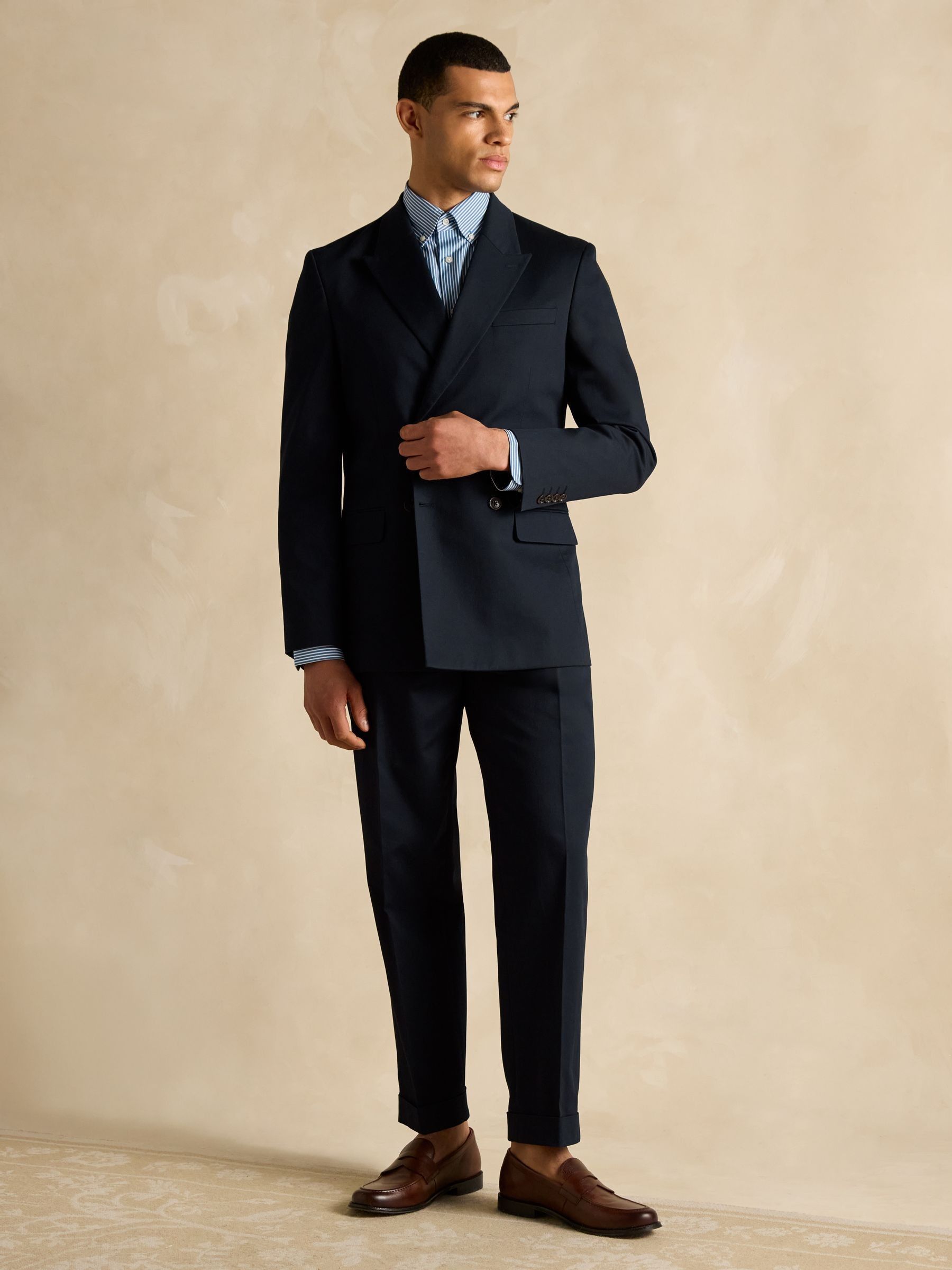 Navy Double Breasted Suit Jacket - Image 9 of 13