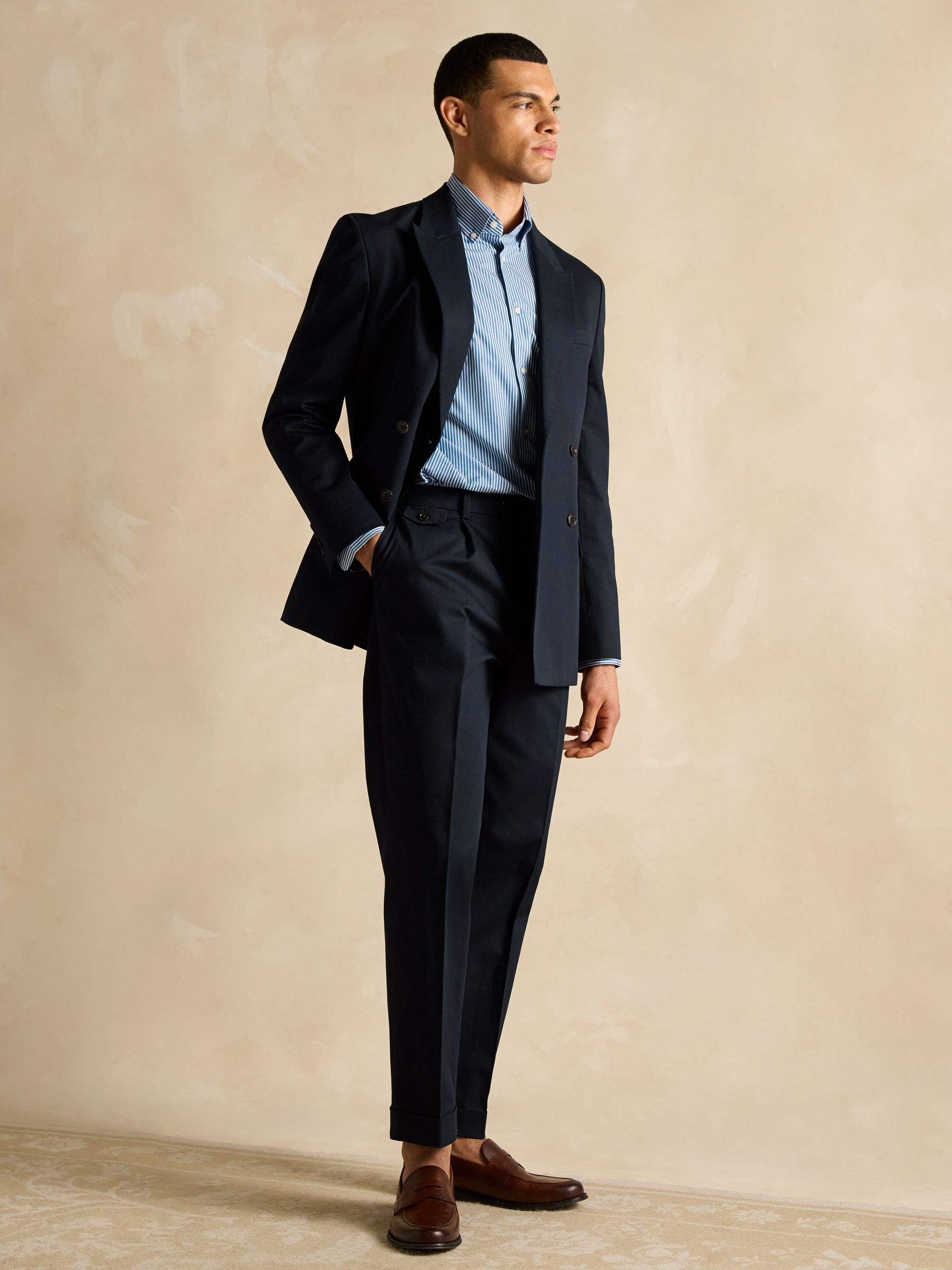 Navy Slim Fit Suit Trousers - Image 3 of 7