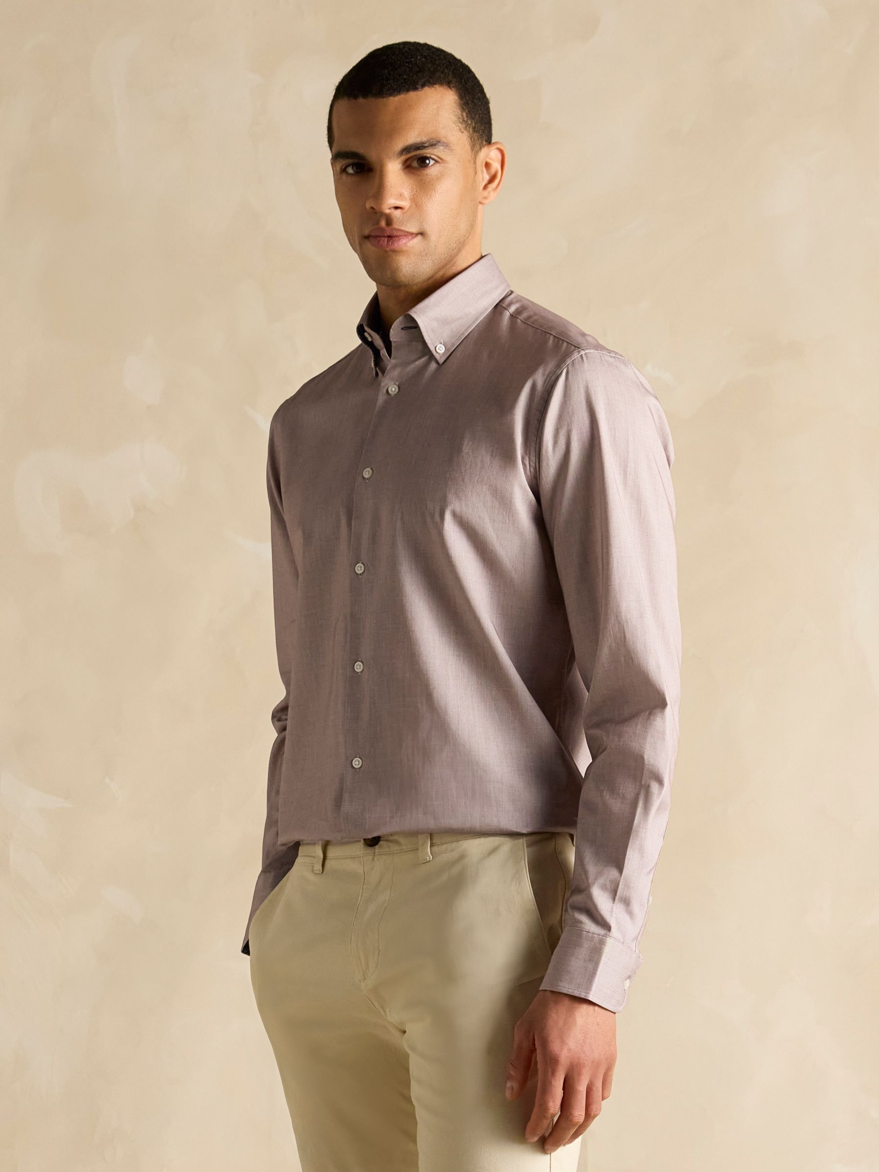 Neutral Textured 100% Cotton Long Sleeve Shirt - Image 6 of 11