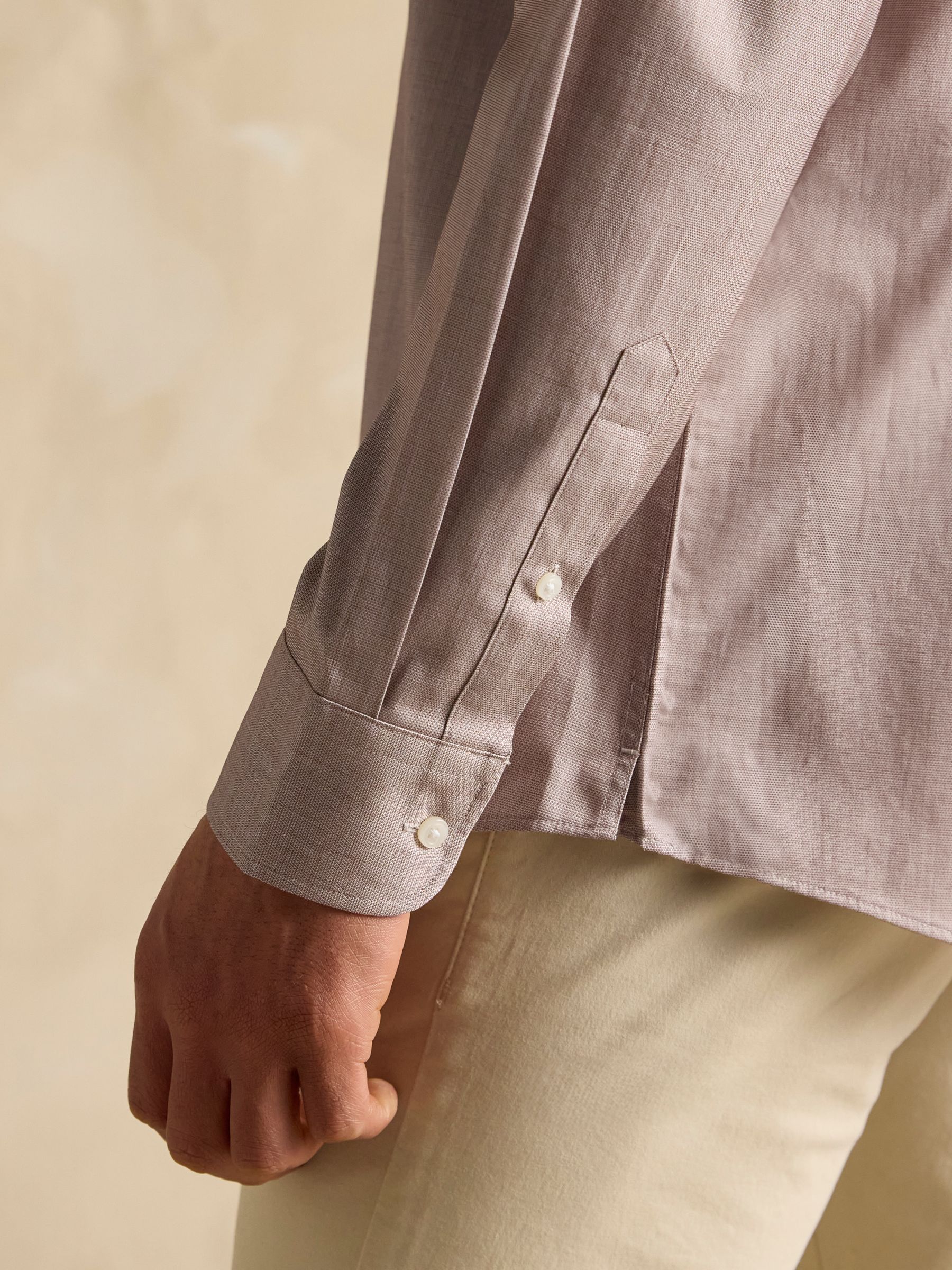 Neutral Textured 100% Cotton Long Sleeve Shirt - Image 7 of 11