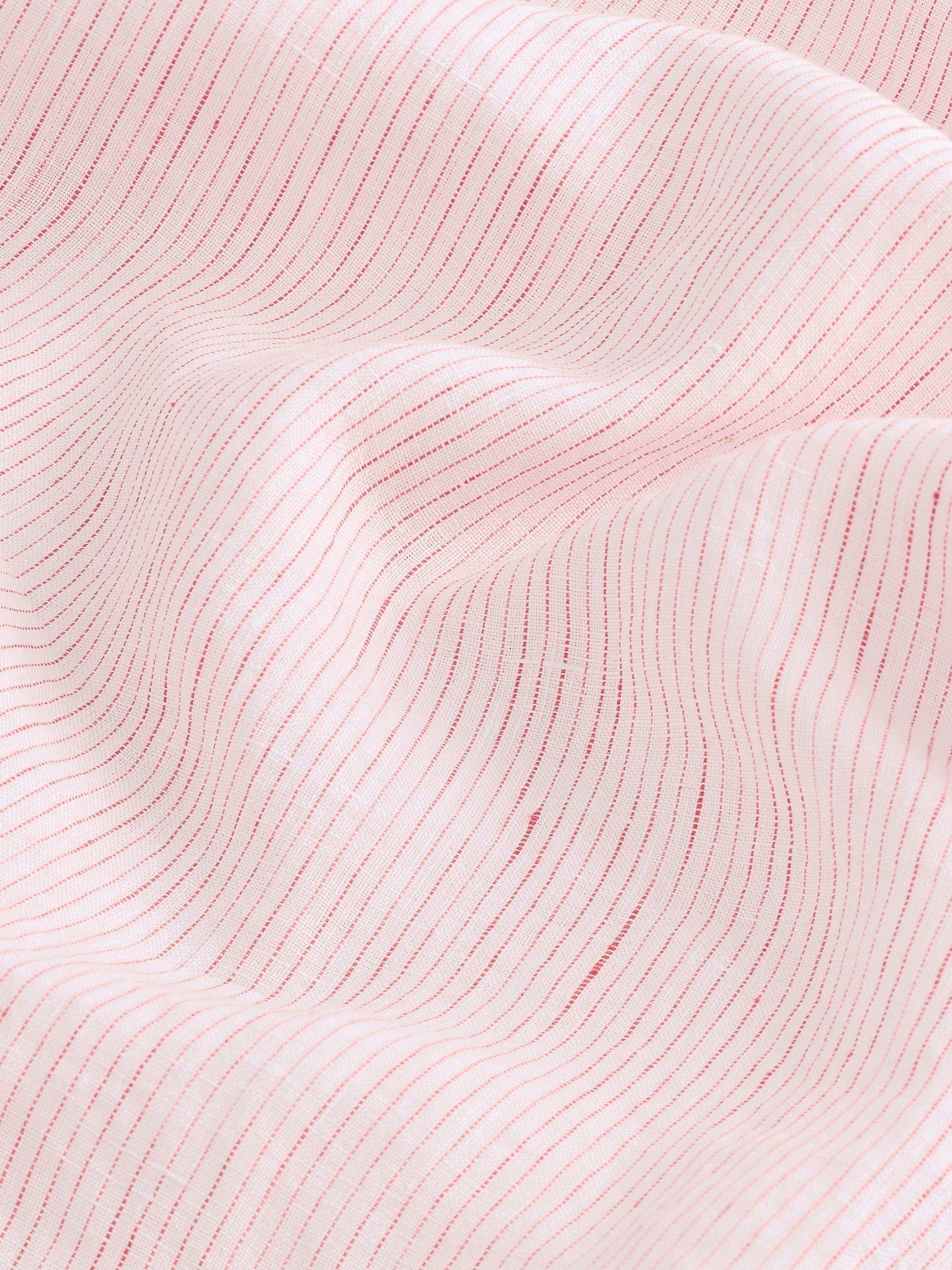 Pink Stripe Long Sleeve 100% Linen Shirt - Image 10 of 10