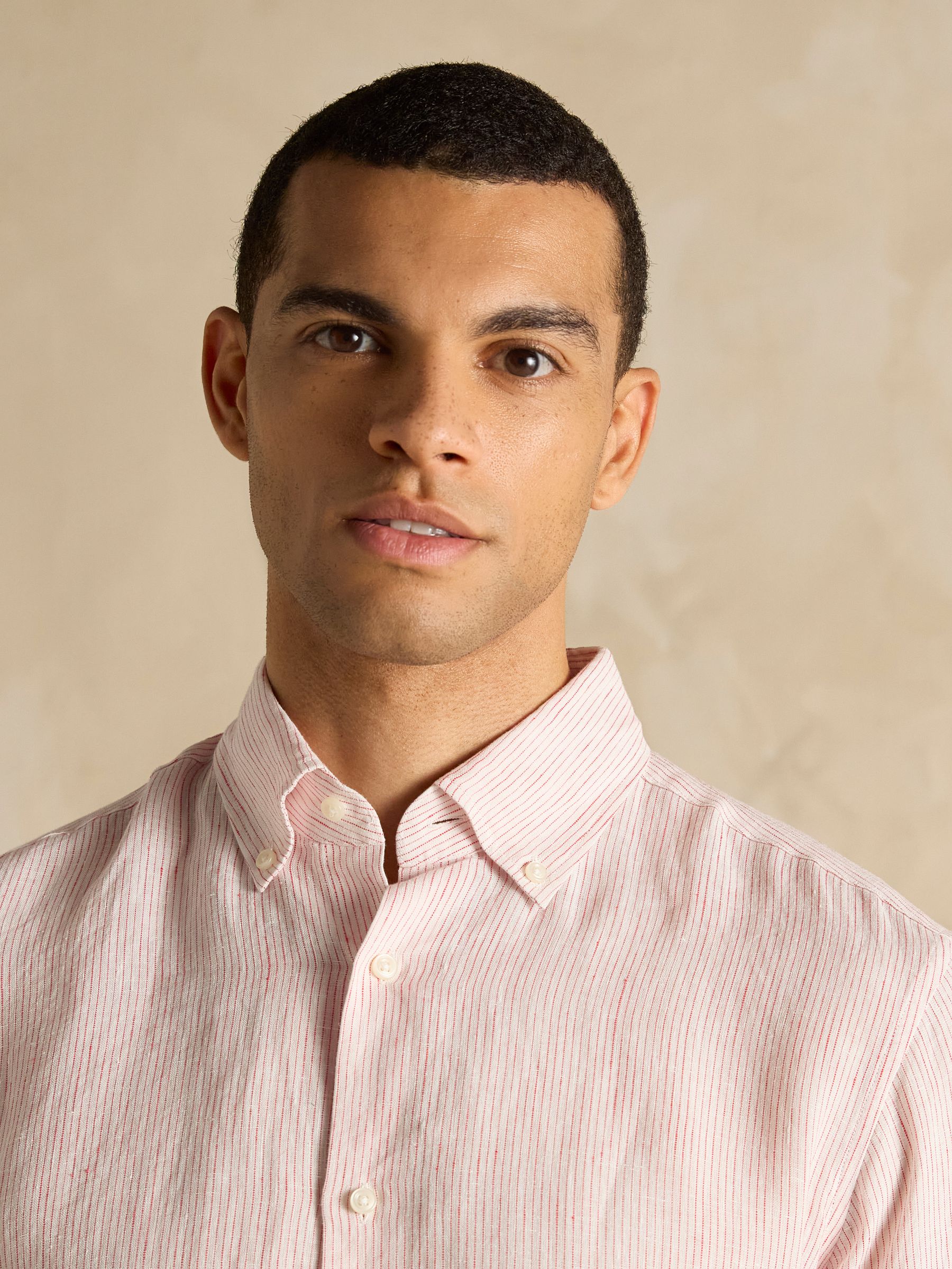 Pink Stripe Long Sleeve 100% Linen Shirt - Image 5 of 10