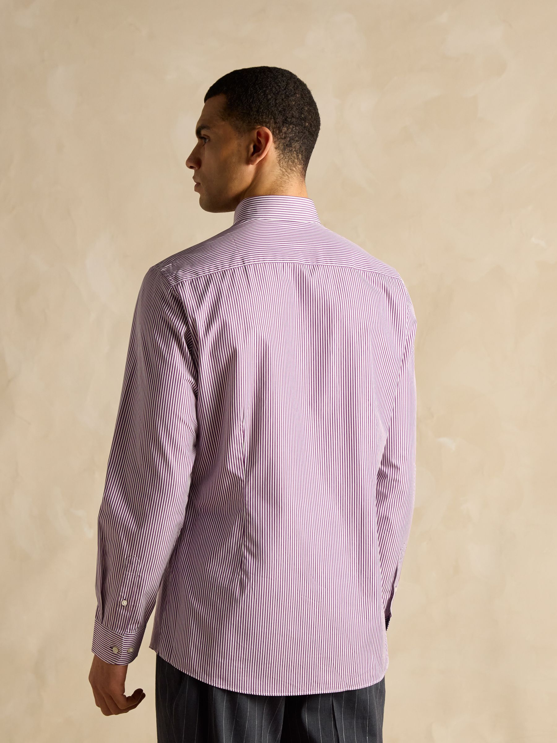 Burgundy Red Bengal Long Sleeve 100% Cotton Shirt - Image 4 of 10