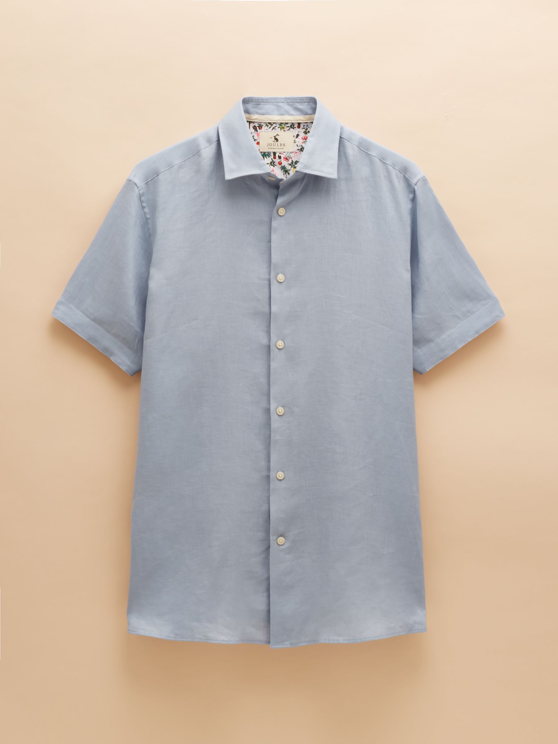 Blue Short Sleeve 100% Linen Shirt - Image 6 of 7
