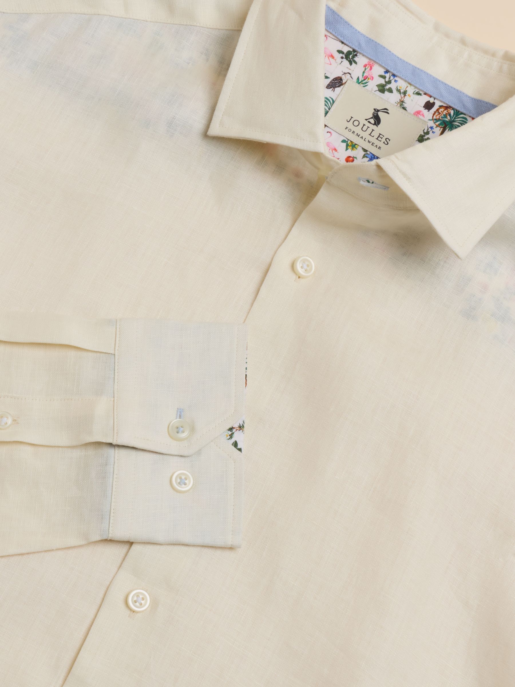 Cream Long Sleeve 100% Linen Shirt - Image 1 of 8