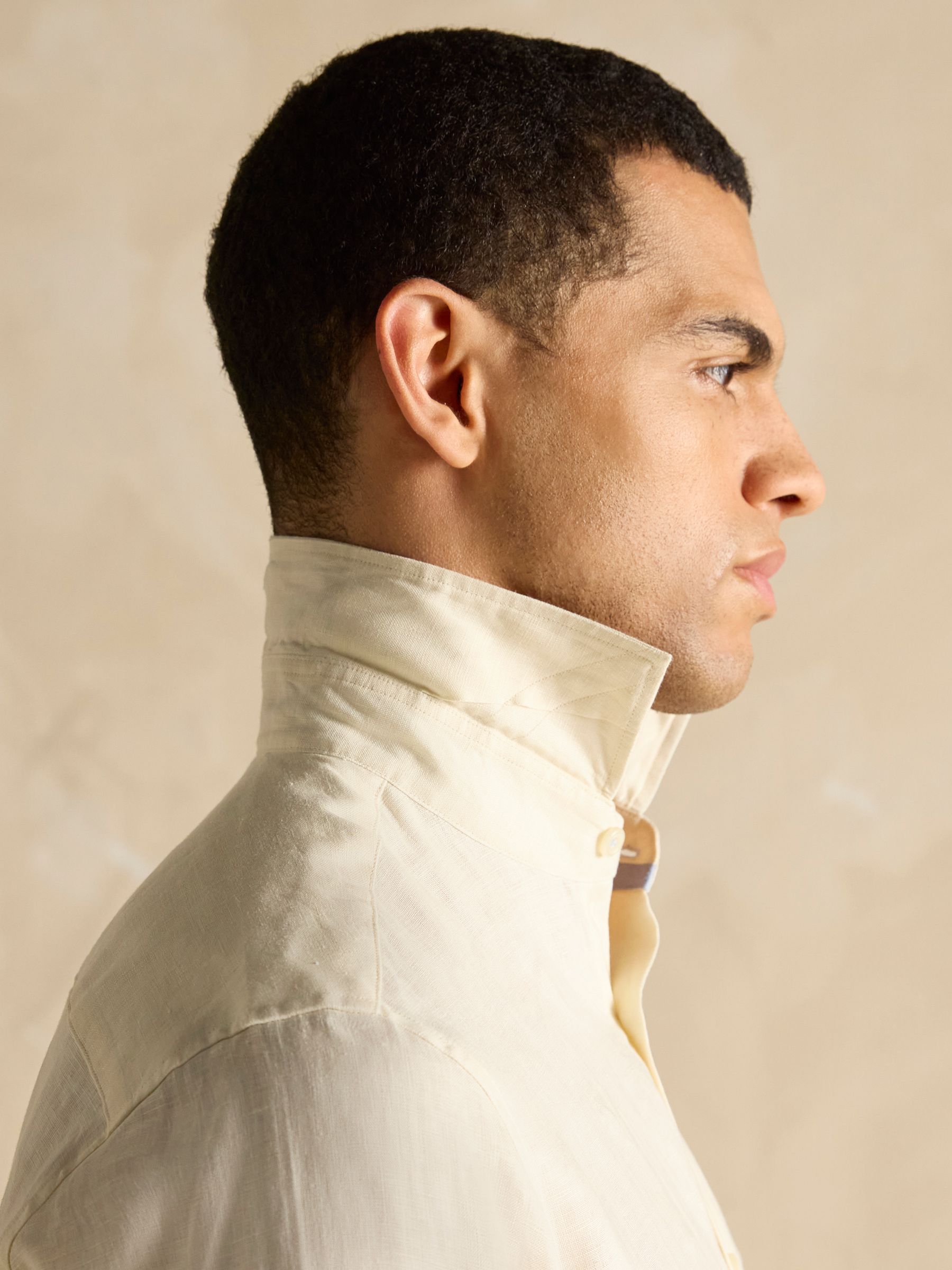 Cream Long Sleeve 100% Linen Shirt - Image 7 of 8