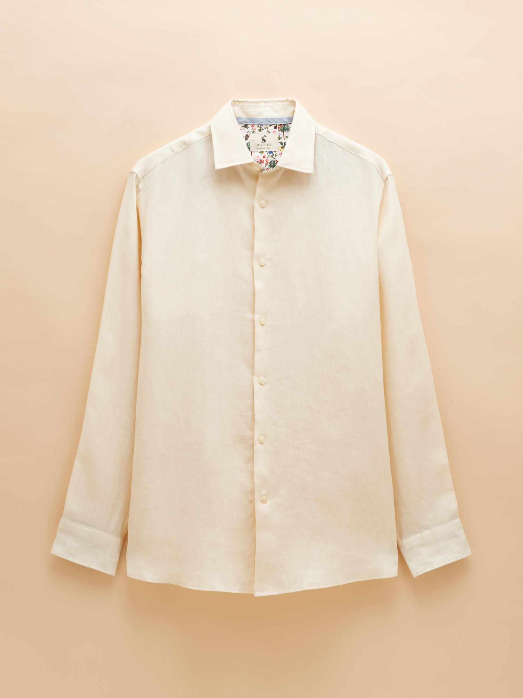 Cream Long Sleeve 100% Linen Shirt - Image 9 of 9
