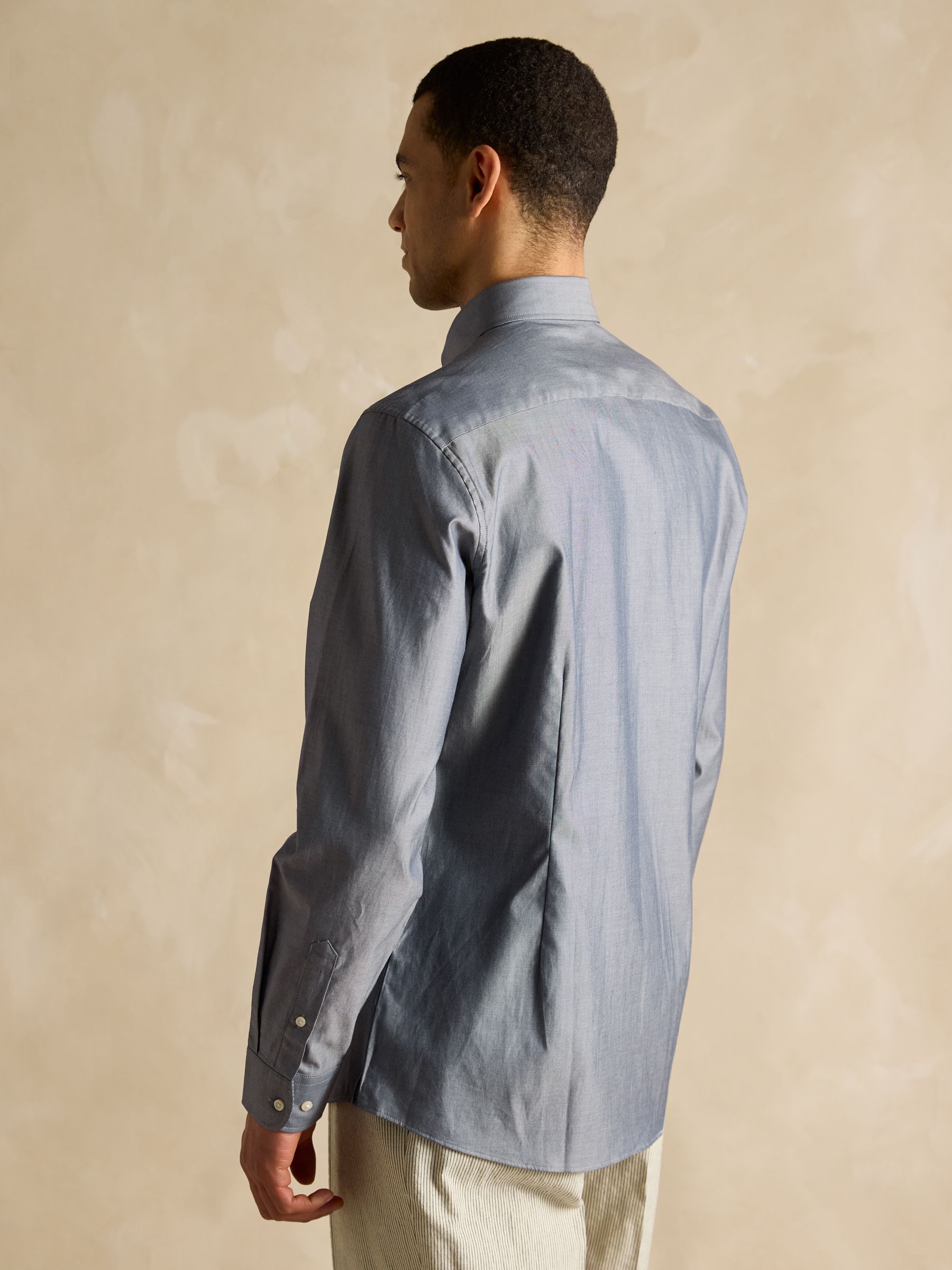 Blue 100% Cotton Oxford Shirt - Image 3 of 10