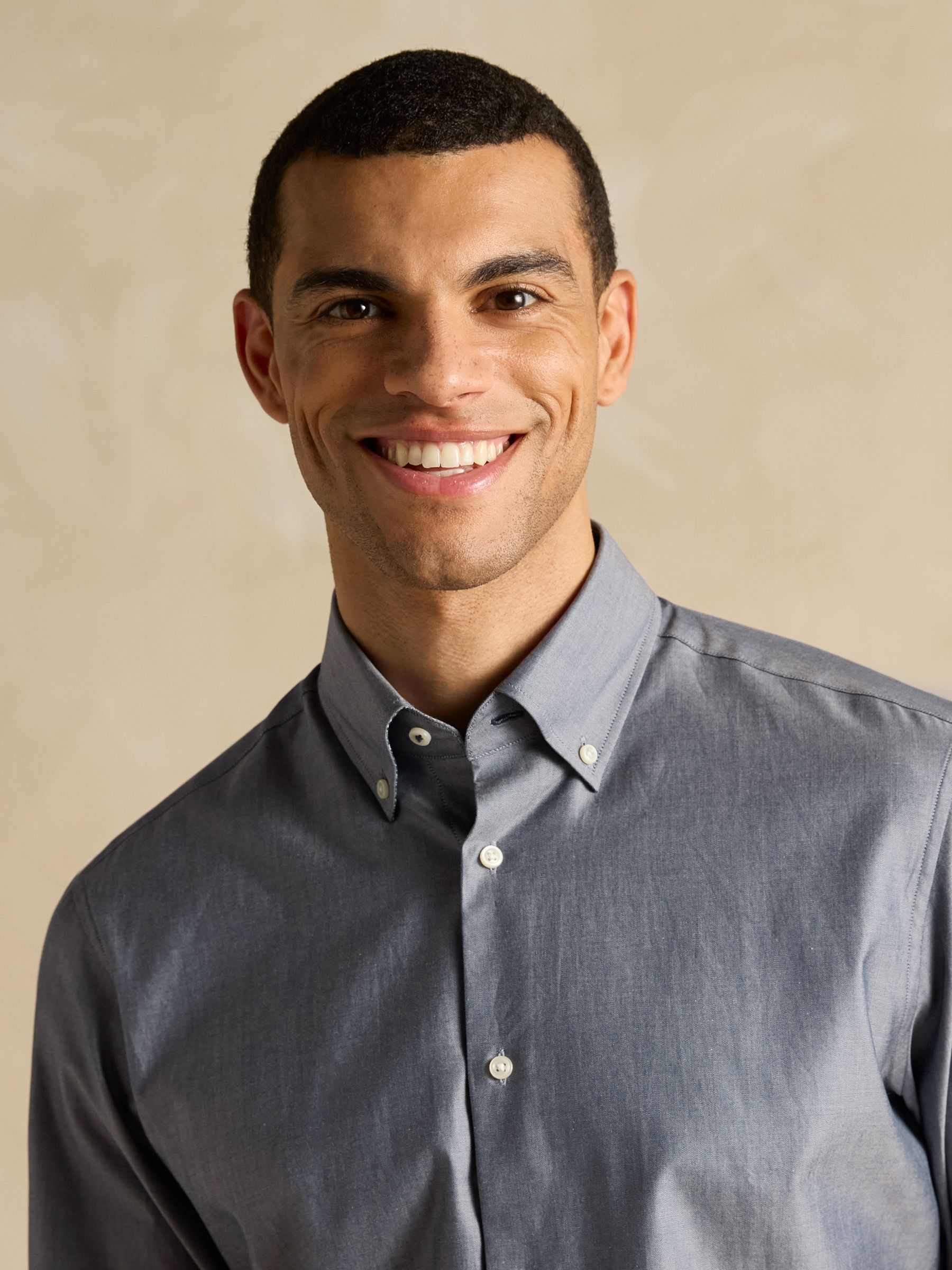 Blue 100% Cotton Oxford Shirt - Image 5 of 10