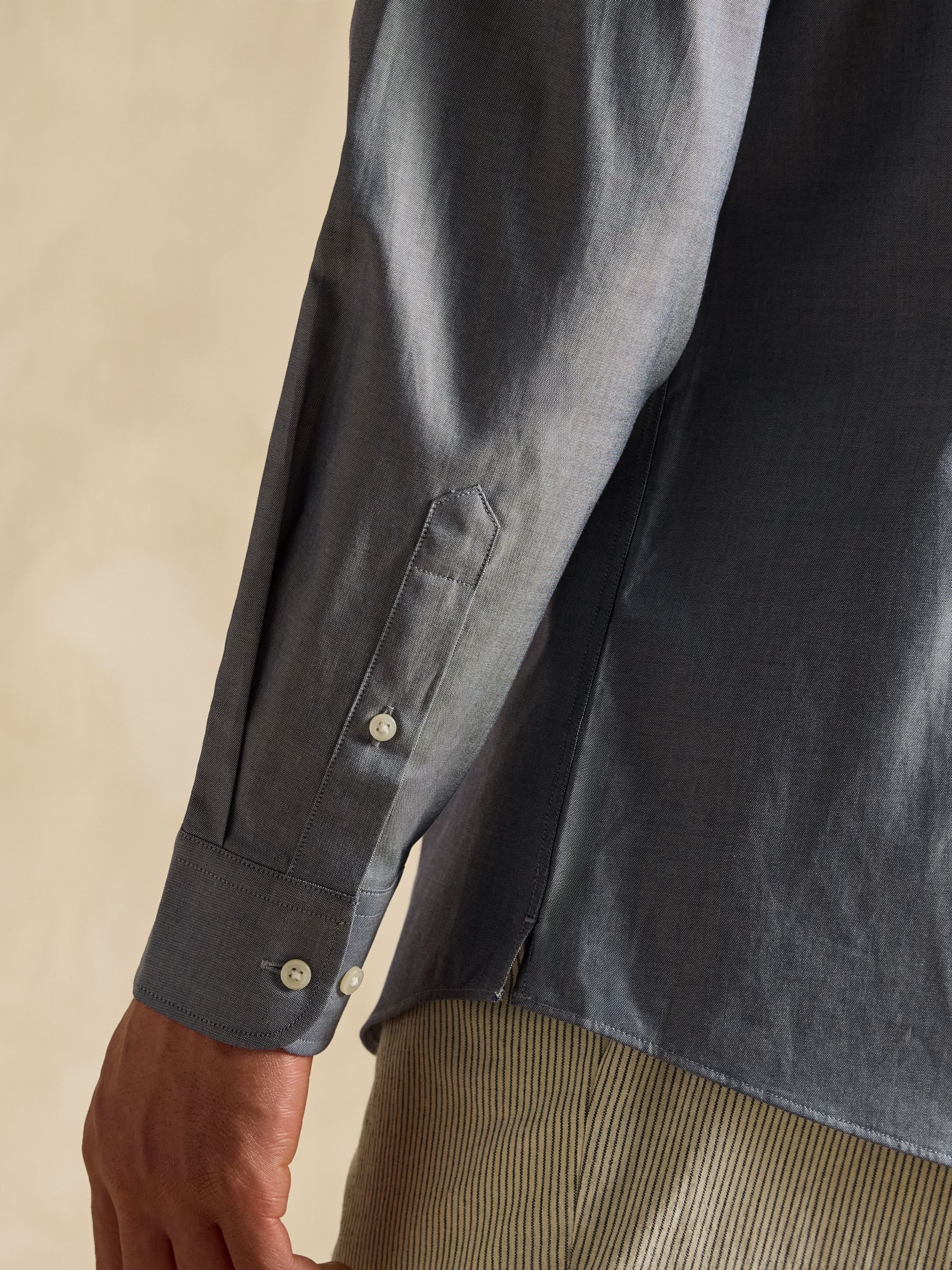 Blue 100% Cotton Oxford Shirt - Image 9 of 10