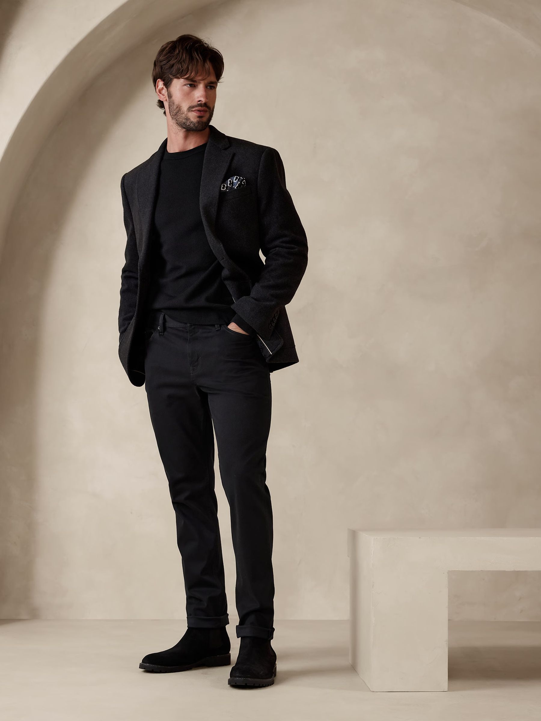 Banana Republic Black Slim Traveler Trousers 2.0 - Image 3 of 4