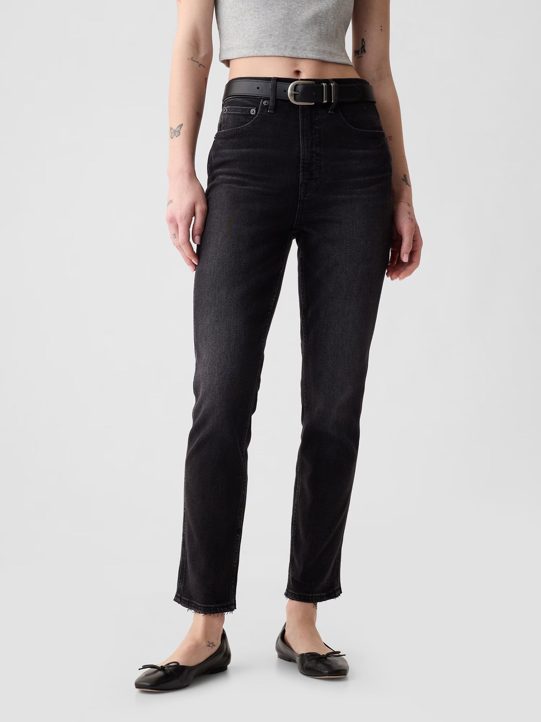 Black High Waisted Ankle Length Vintage Slim Jeans - Image 2 of 8