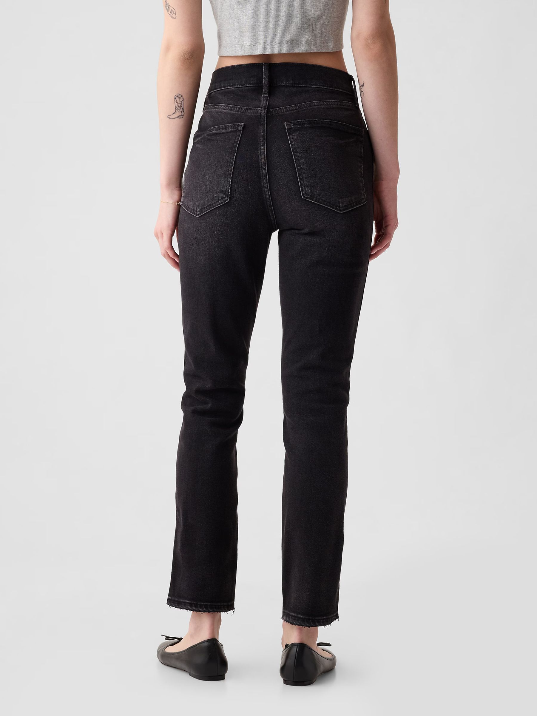 Black High Waisted Ankle Length Vintage Slim Jeans - Image 3 of 8