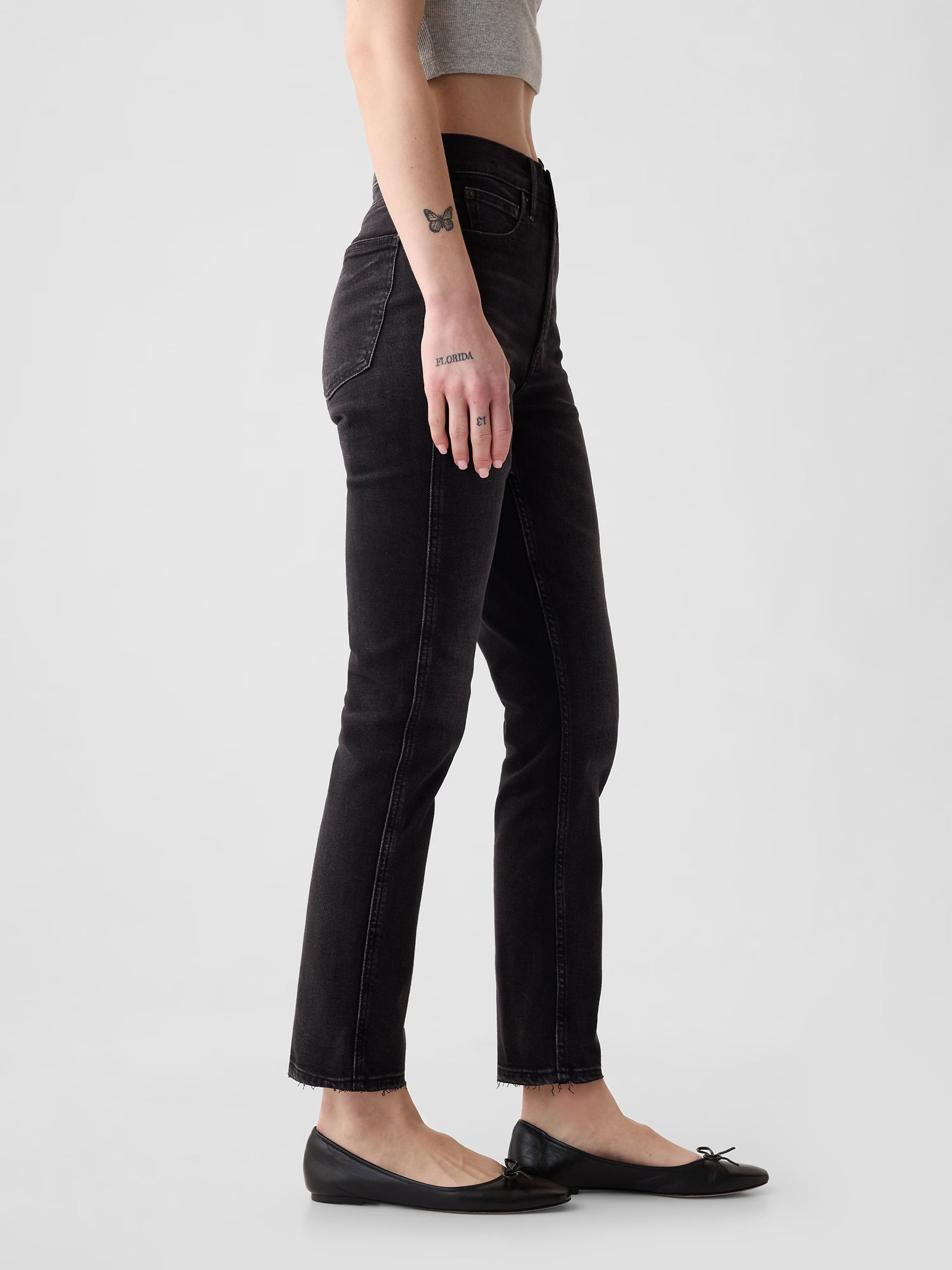 Black High Waisted Ankle Length Vintage Slim Jeans - Image 4 of 8