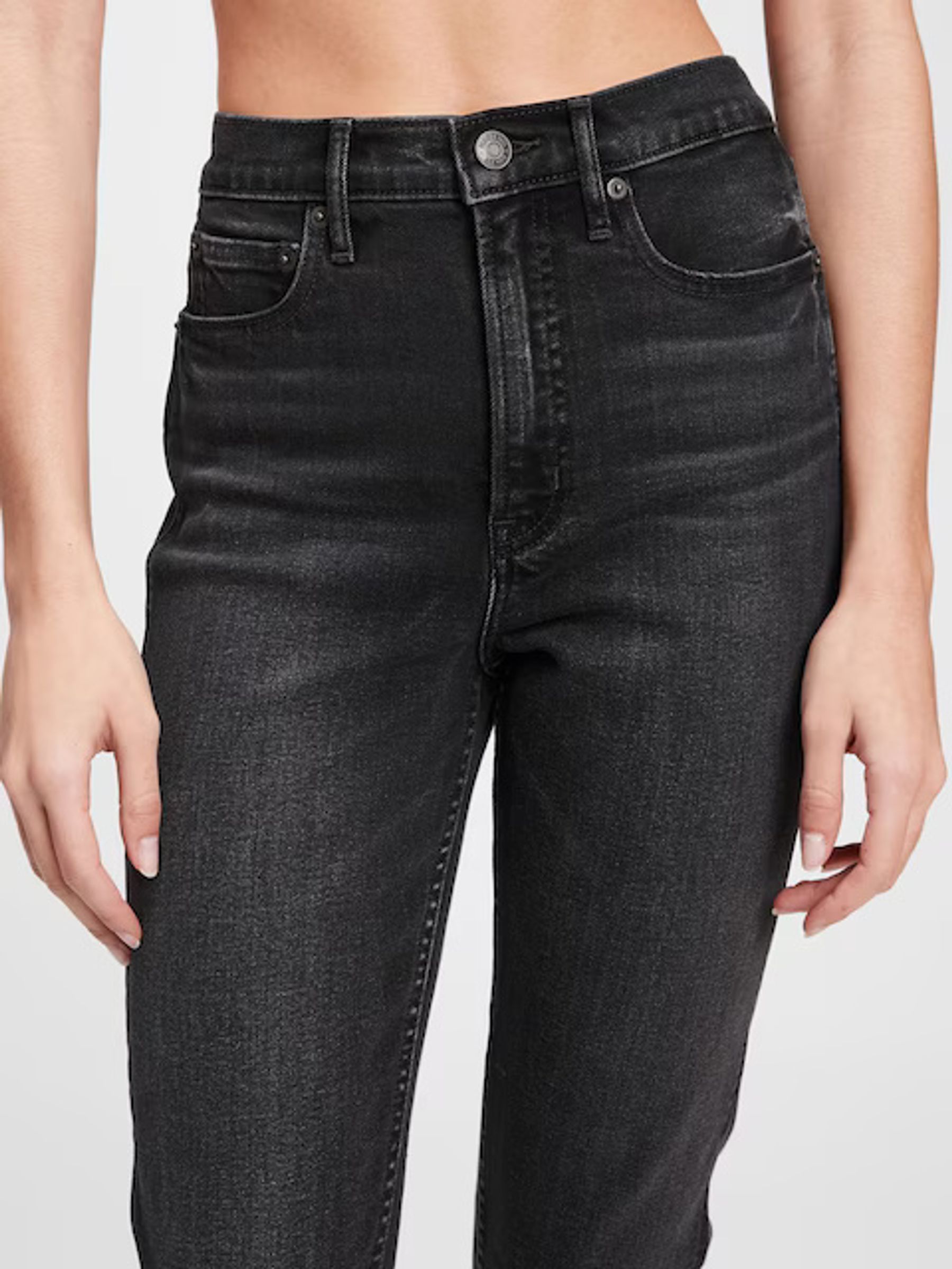 Black High Waisted Ankle Length Vintage Slim Jeans - Image 5 of 8
