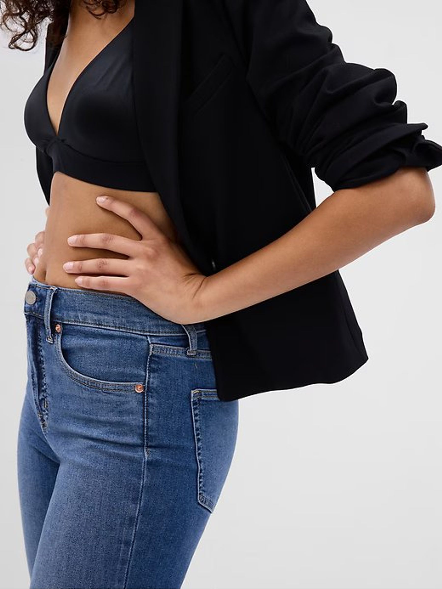 Mid Blue High Waisted True Stretch Skinny Jeans - Image 3 of 4