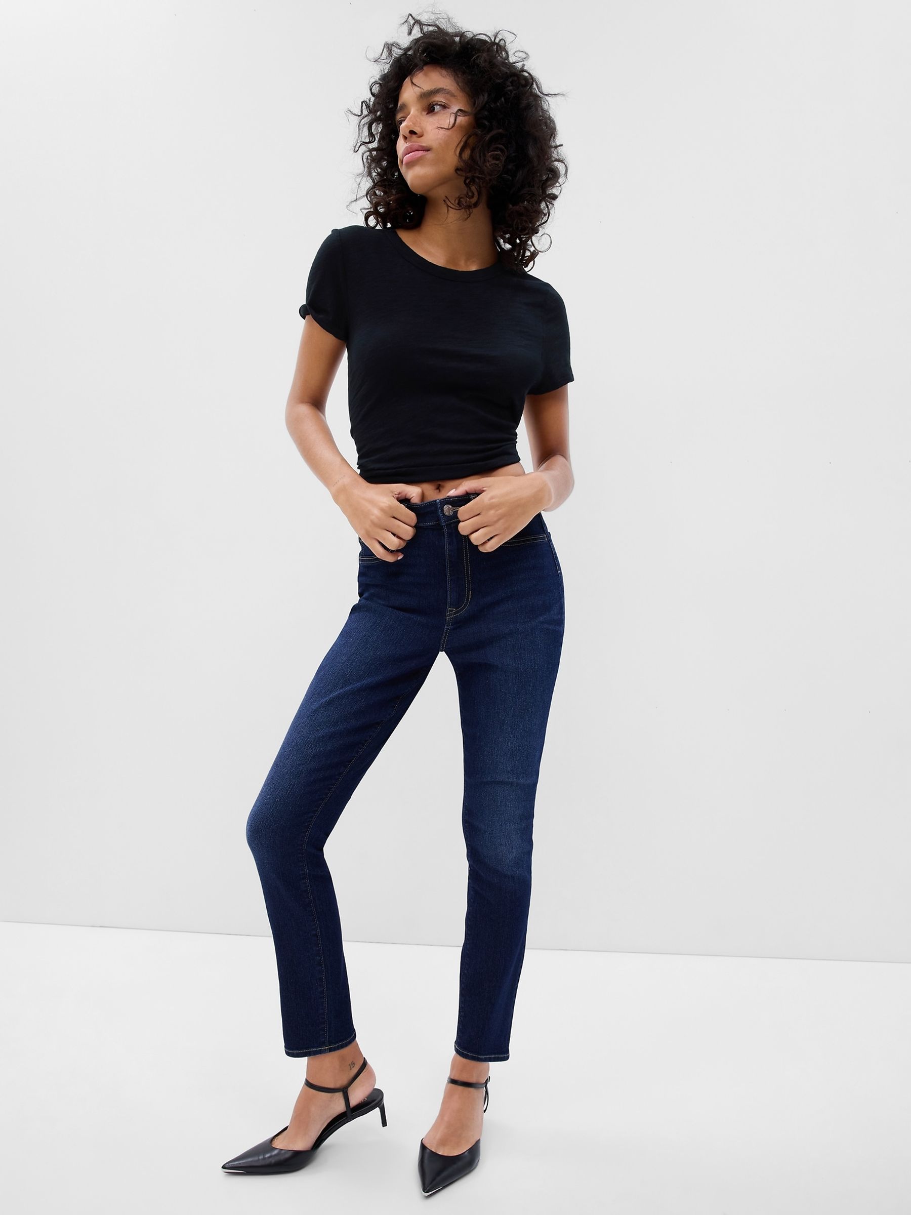 Dark Wash Blue High Waisted Classic Jeggings Gap