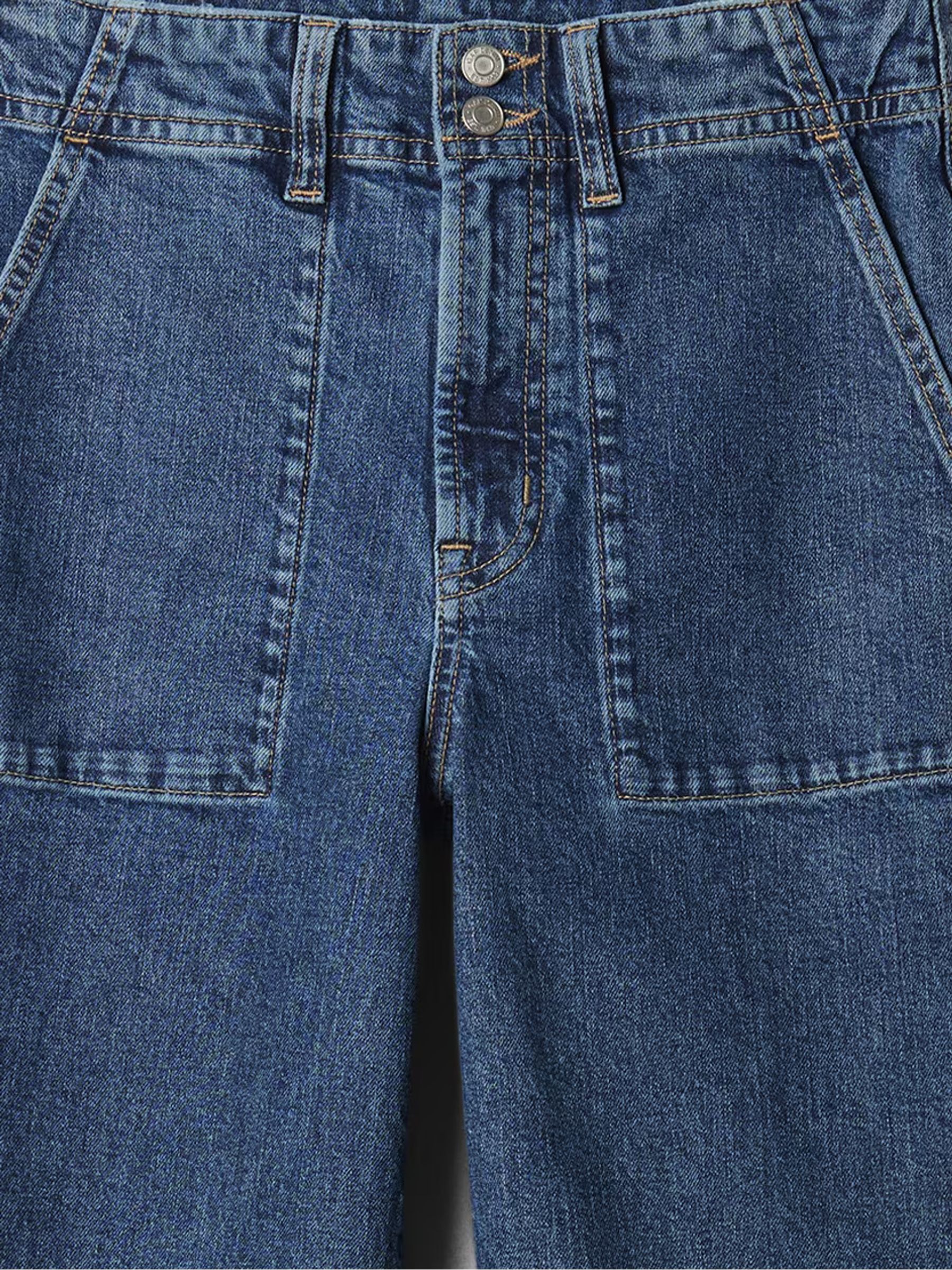 Blue High Waisted Wide Leg Cropped Jeans - Image 5 of 5