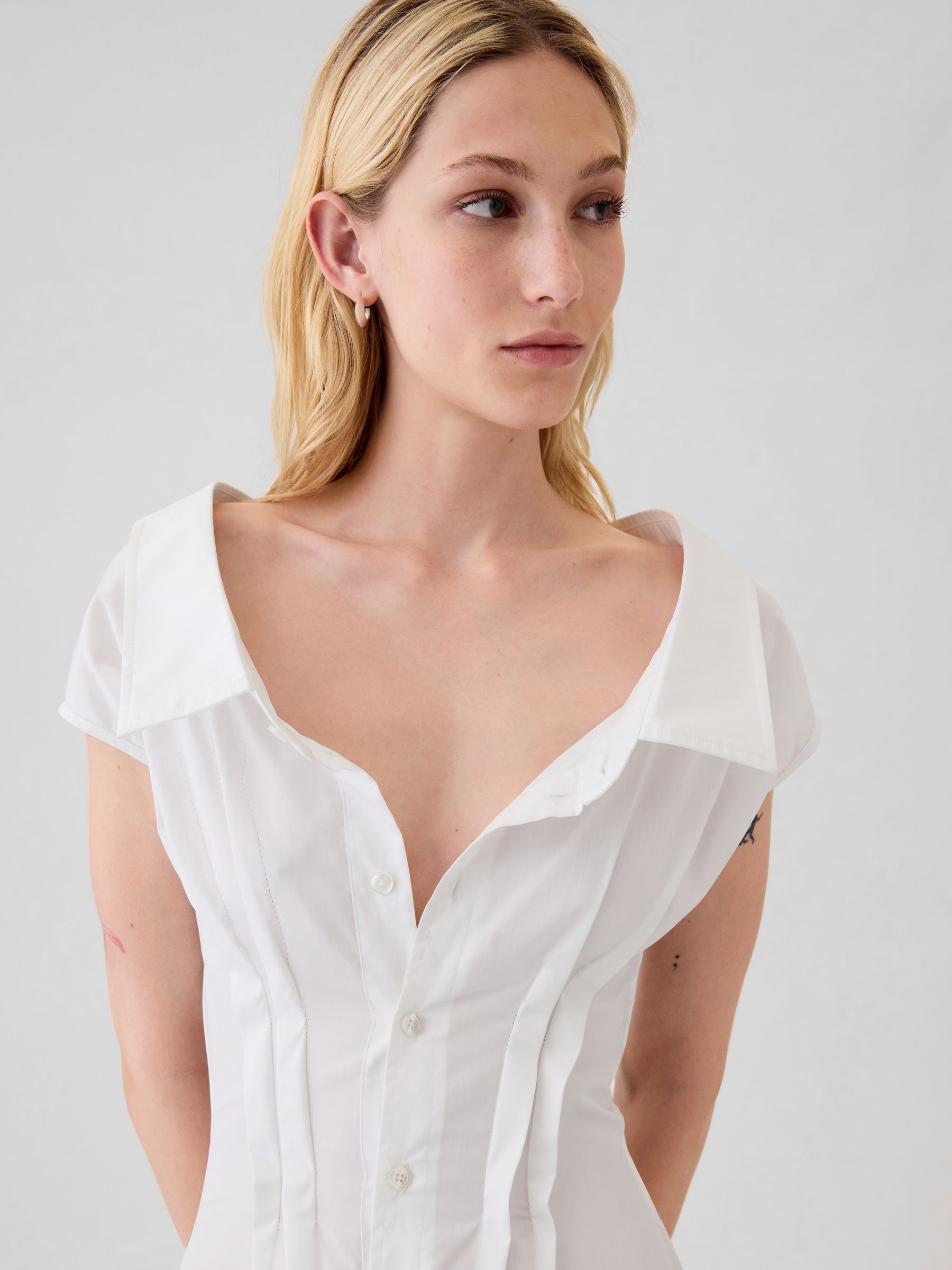 White Poplin Shirt Dress Created by Zac Posen - Image 5 of 6