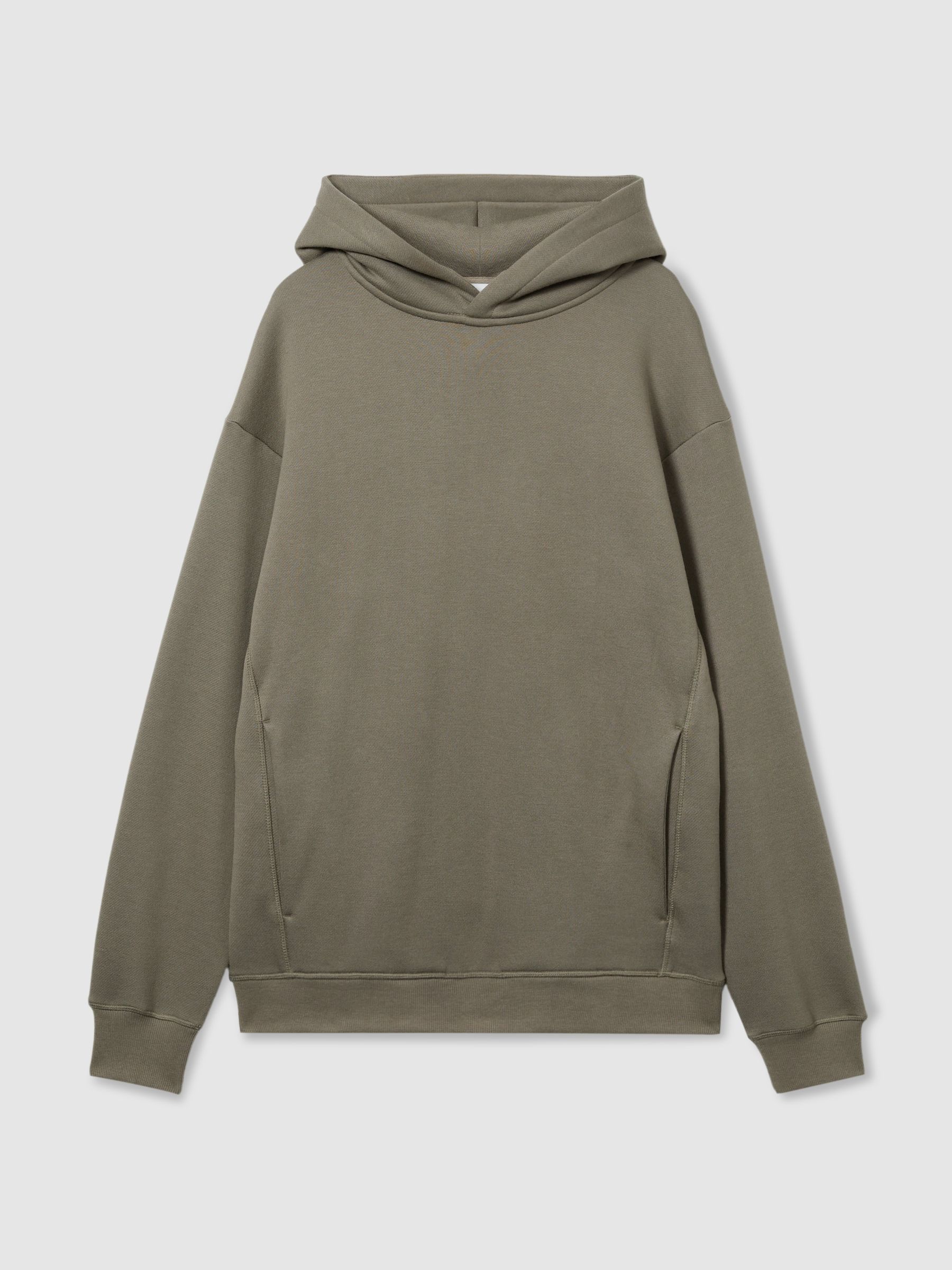 Reiss | Les 100 Ciels Modal-Blend Jersey Hoodie in Khaki - Image 2 of 6