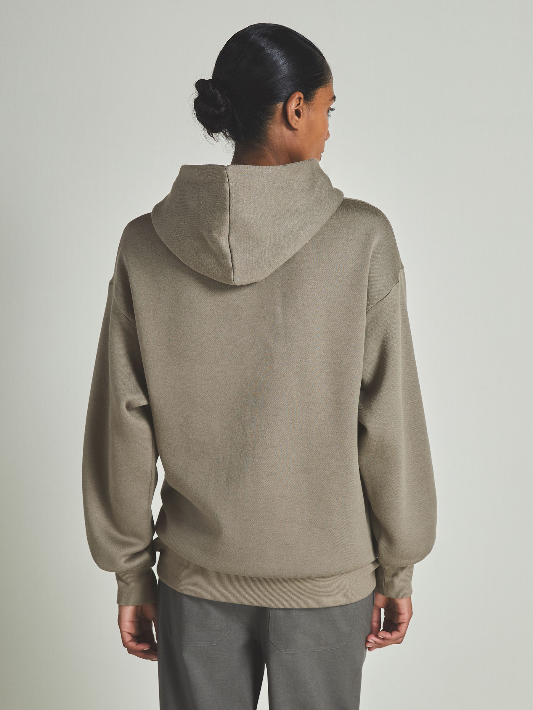 Reiss | Les 100 Ciels Modal-Blend Jersey Hoodie in Khaki - Image 4 of 6