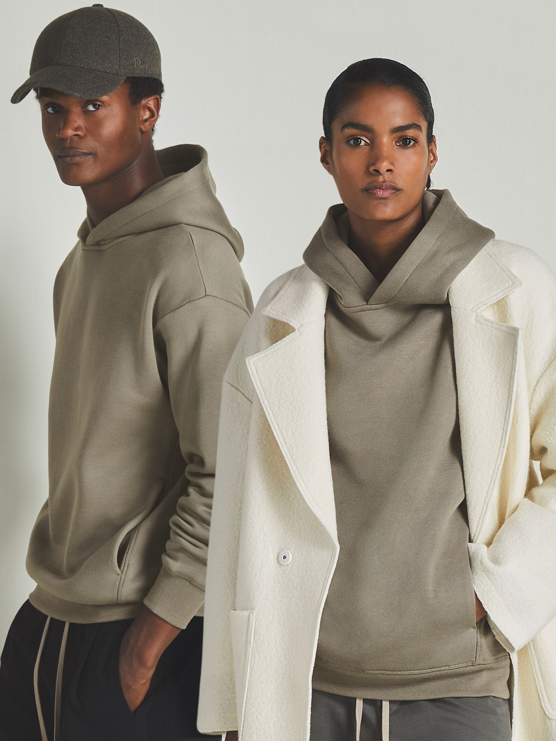 Reiss | Les 100 Ciels Modal-Blend Jersey Hoodie in Khaki - Image 6 of 6