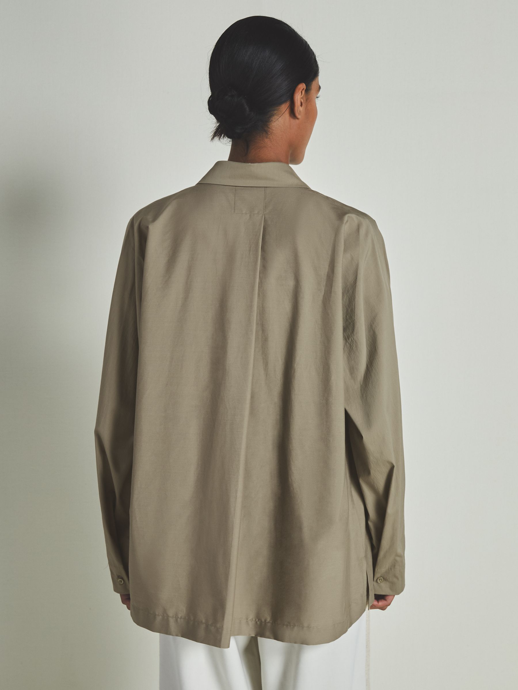 Reiss | Les 100 Ciels Cotton-Blend Poplin Shirt in Khaki - Image 5 of 6
