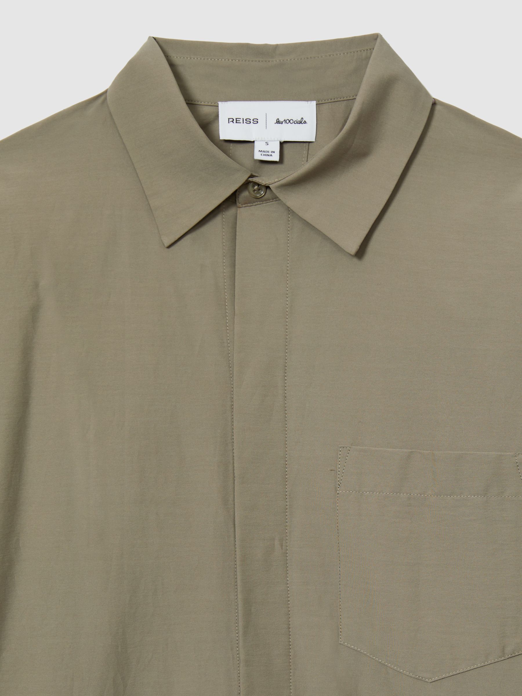 Reiss | Les 100 Ciels Cotton-Blend Poplin Shirt in Khaki - Image 6 of 6