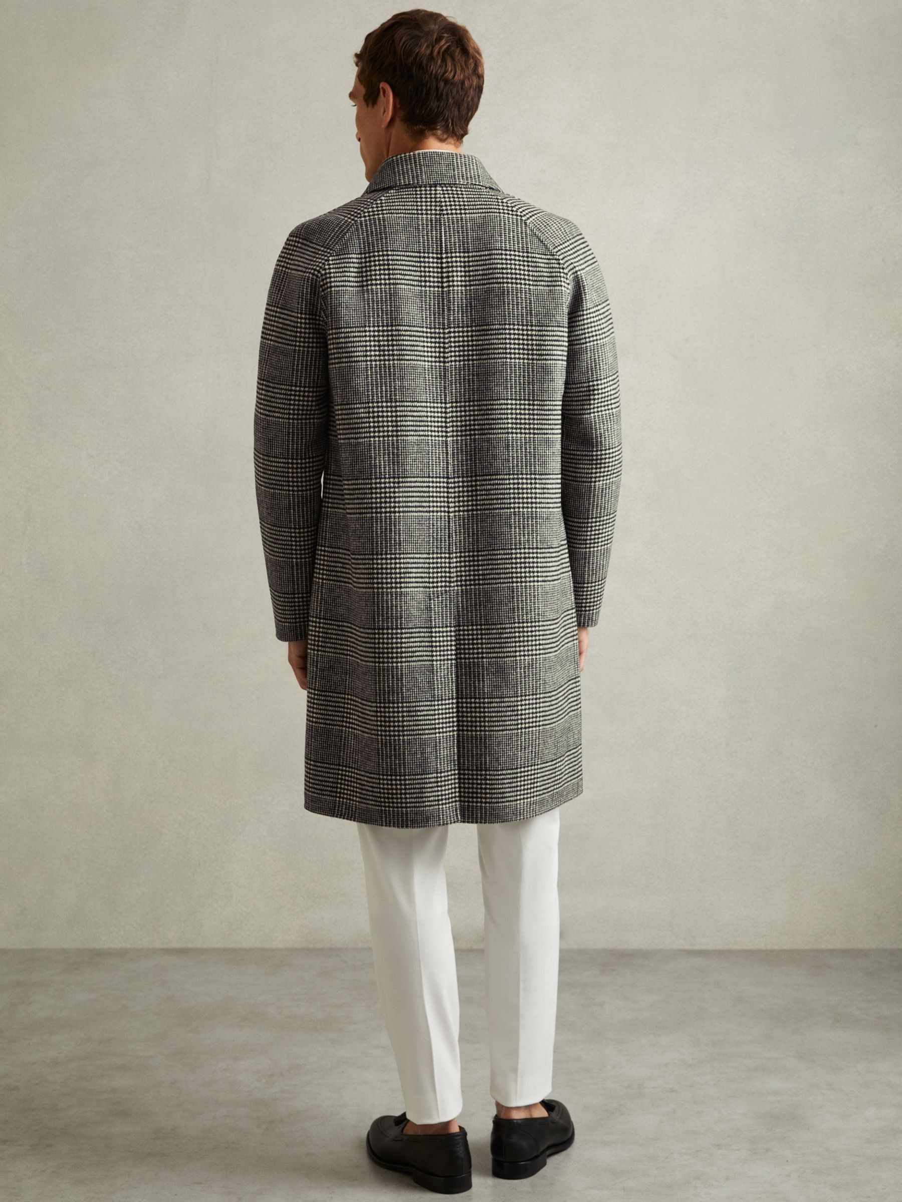Checked Wool-Blend Car Coat in Black/White - Image 5 of 6