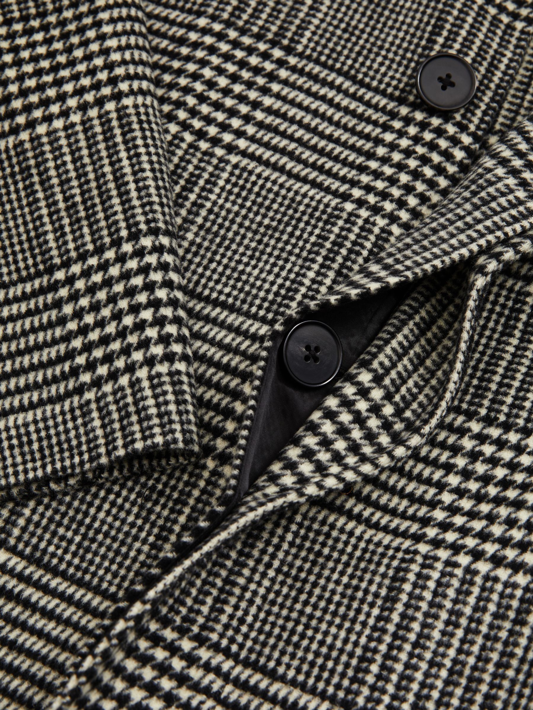 Checked Wool-Blend Car Coat in Black/White - Image 6 of 6