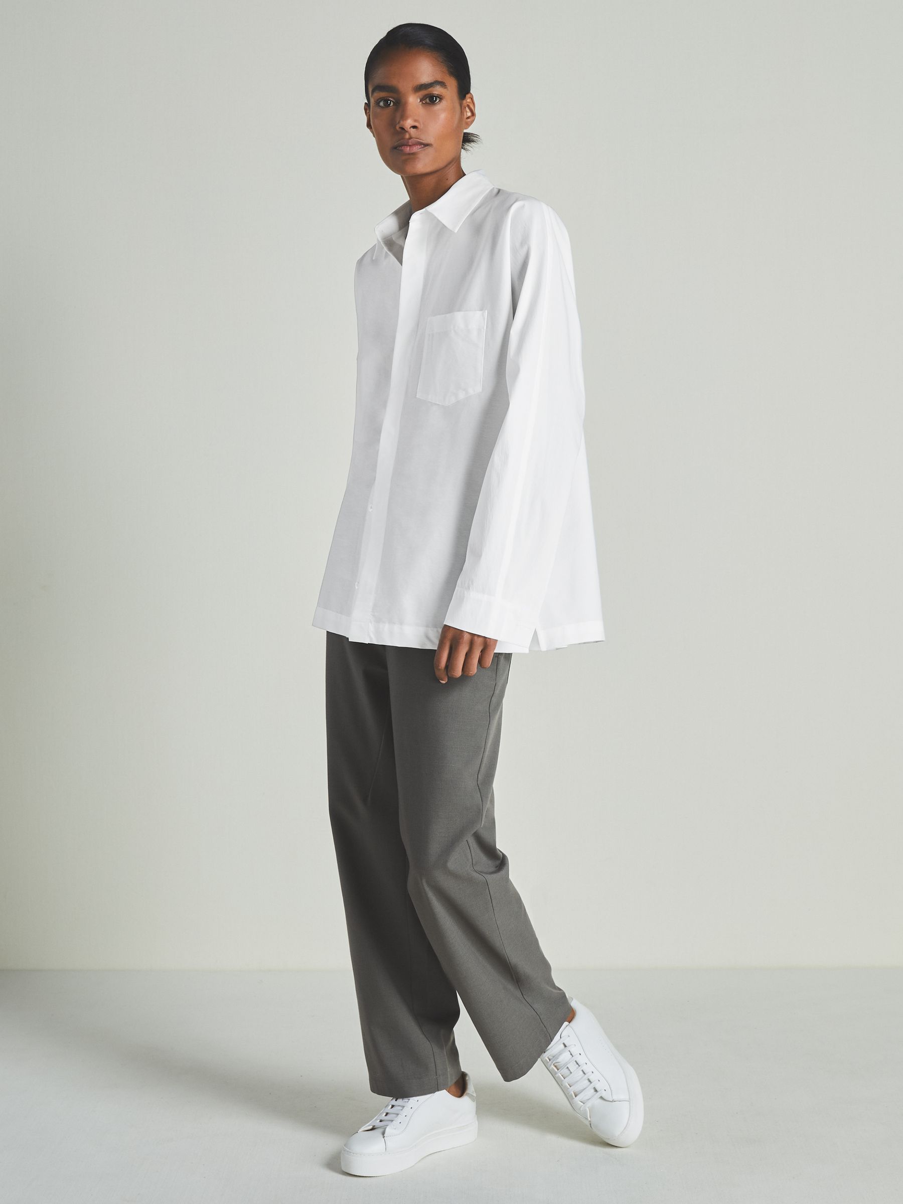 Reiss | Les 100 Ciels Cotton-Blend Poplin Shirt in White - Image 1 of 7