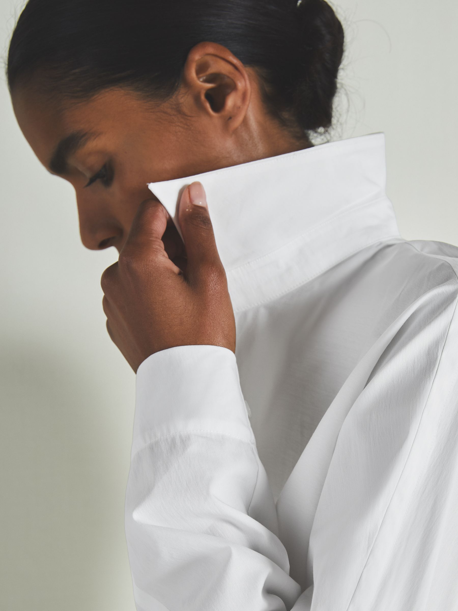 Reiss | Les 100 Ciels Cotton-Blend Poplin Shirt in White - Image 3 of 7