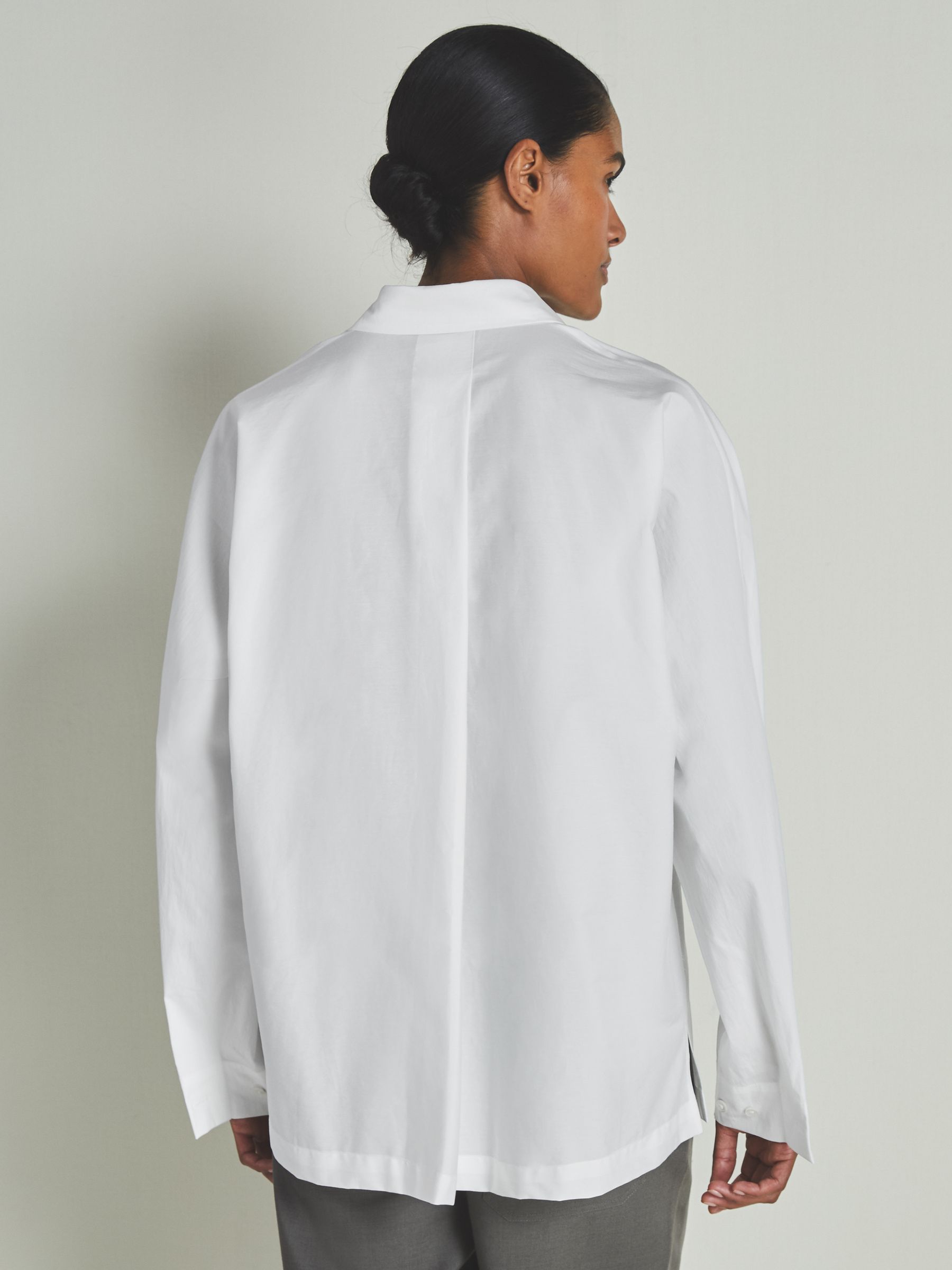 Reiss | Les 100 Ciels Cotton-Blend Poplin Shirt in White - Image 5 of 7