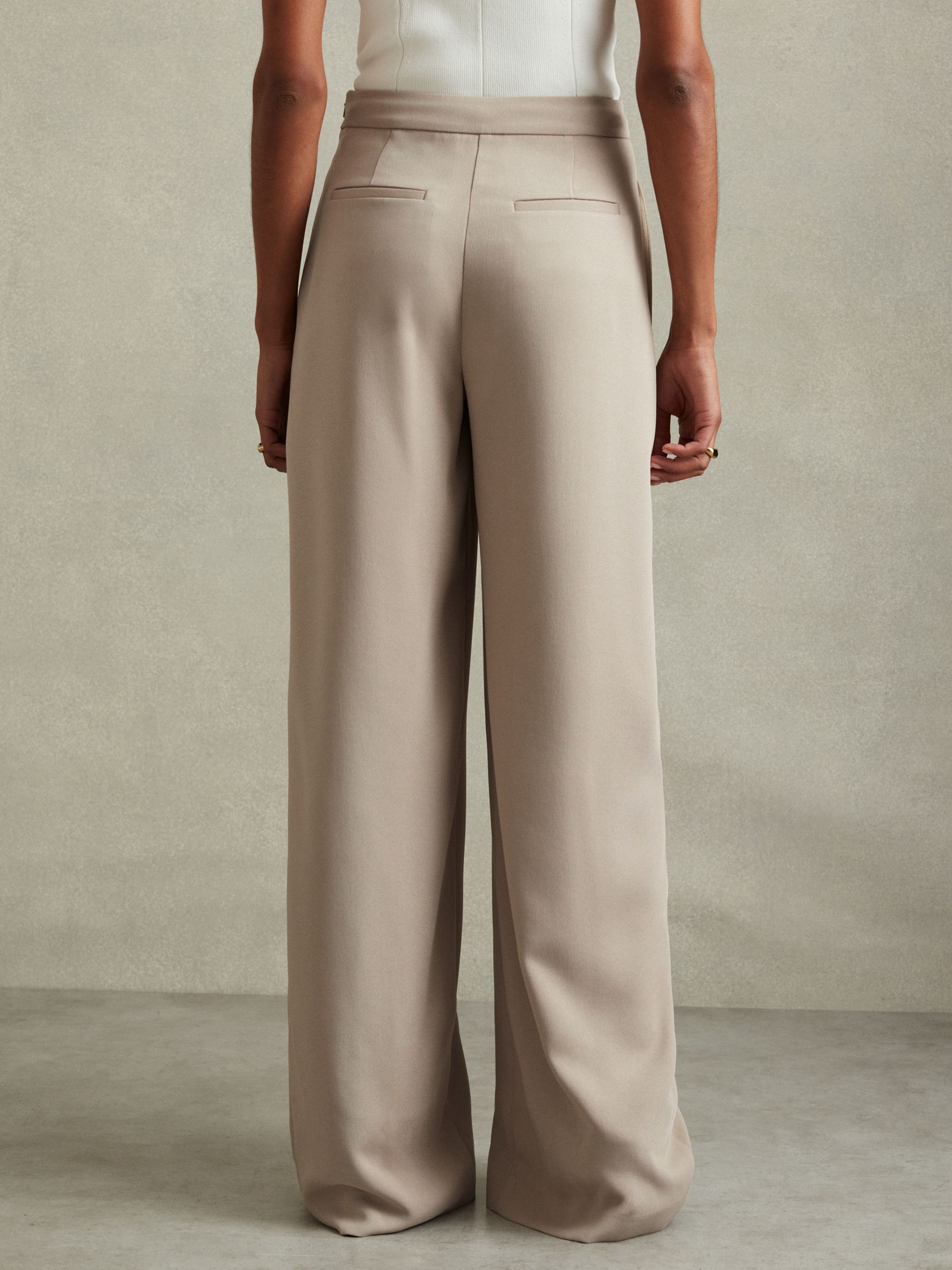 Button-Front Wide Leg Trousers in Stone - Image 5 of 6