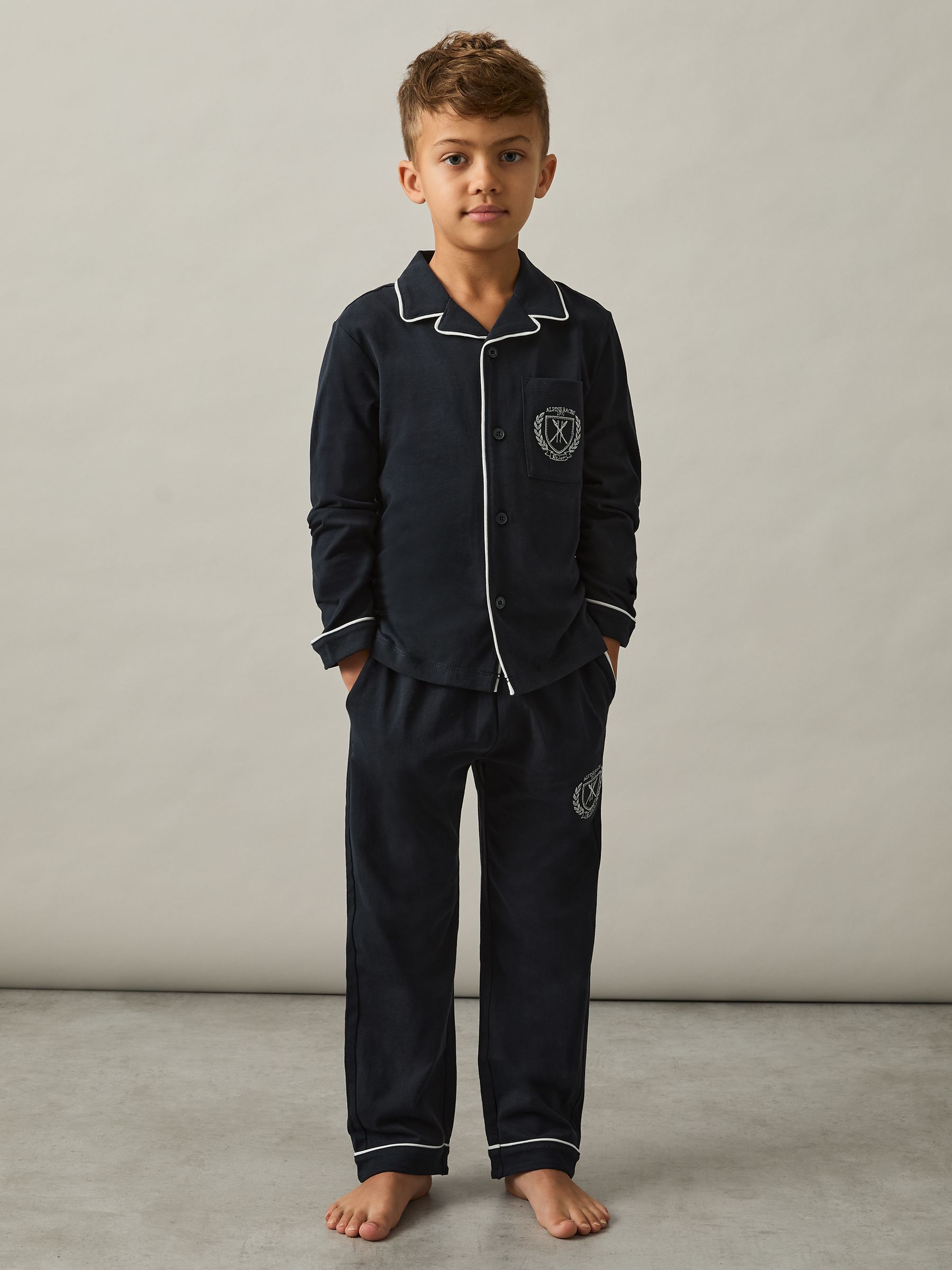 Alpine Races Cotton-Jersey Pyjamas in Navy - Image 2 of 5