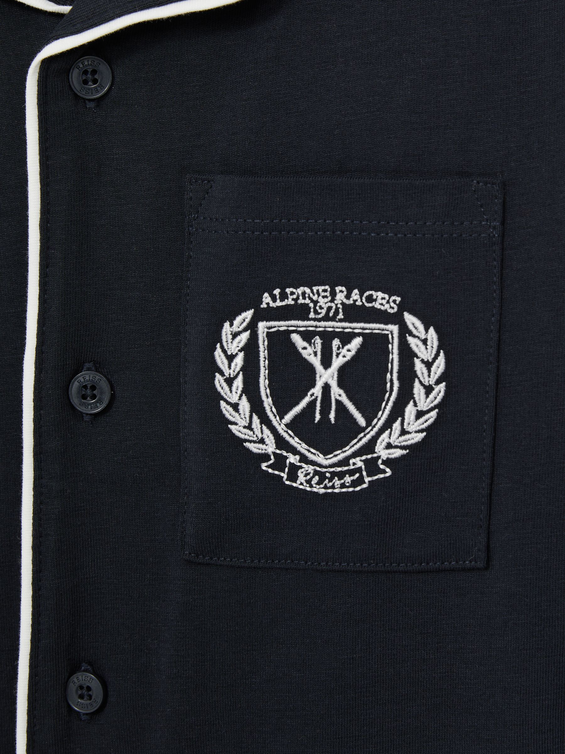 Alpine Races Cotton-Jersey Pyjamas in Navy - Image 4 of 5