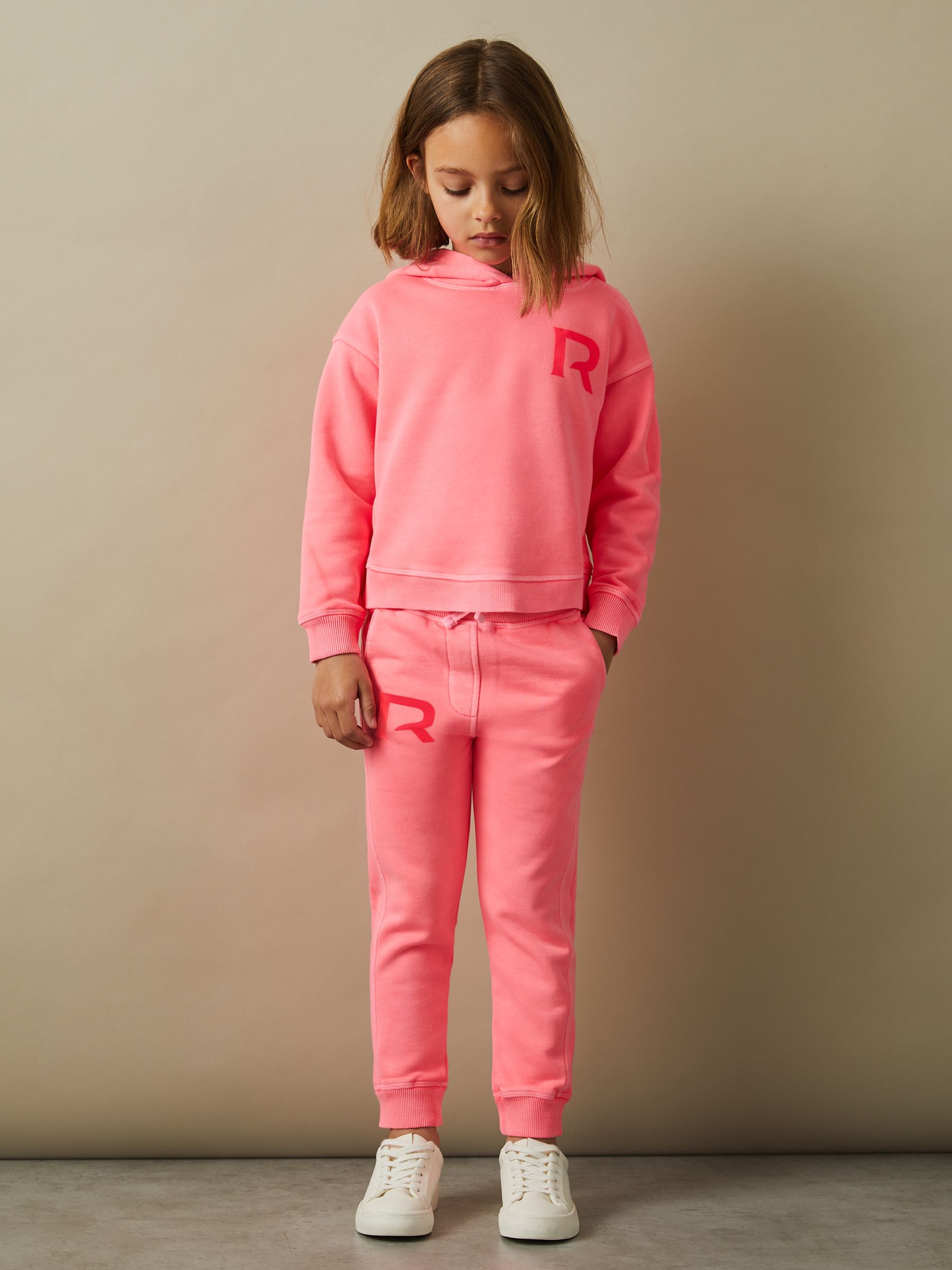 4-9 yrs Oversized Logo Cotton Blend Hoodie in Bright Pink - Image 1 of 5