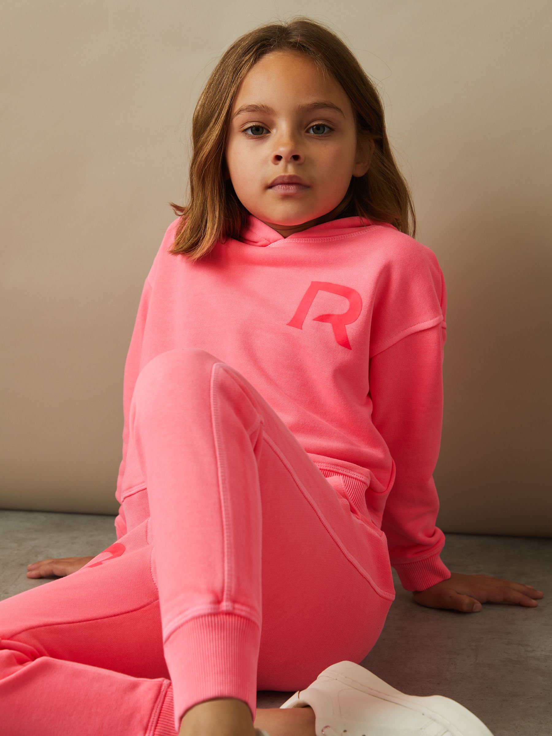 4-9 yrs Oversized Logo Cotton Blend Hoodie in Bright Pink - Image 3 of 5