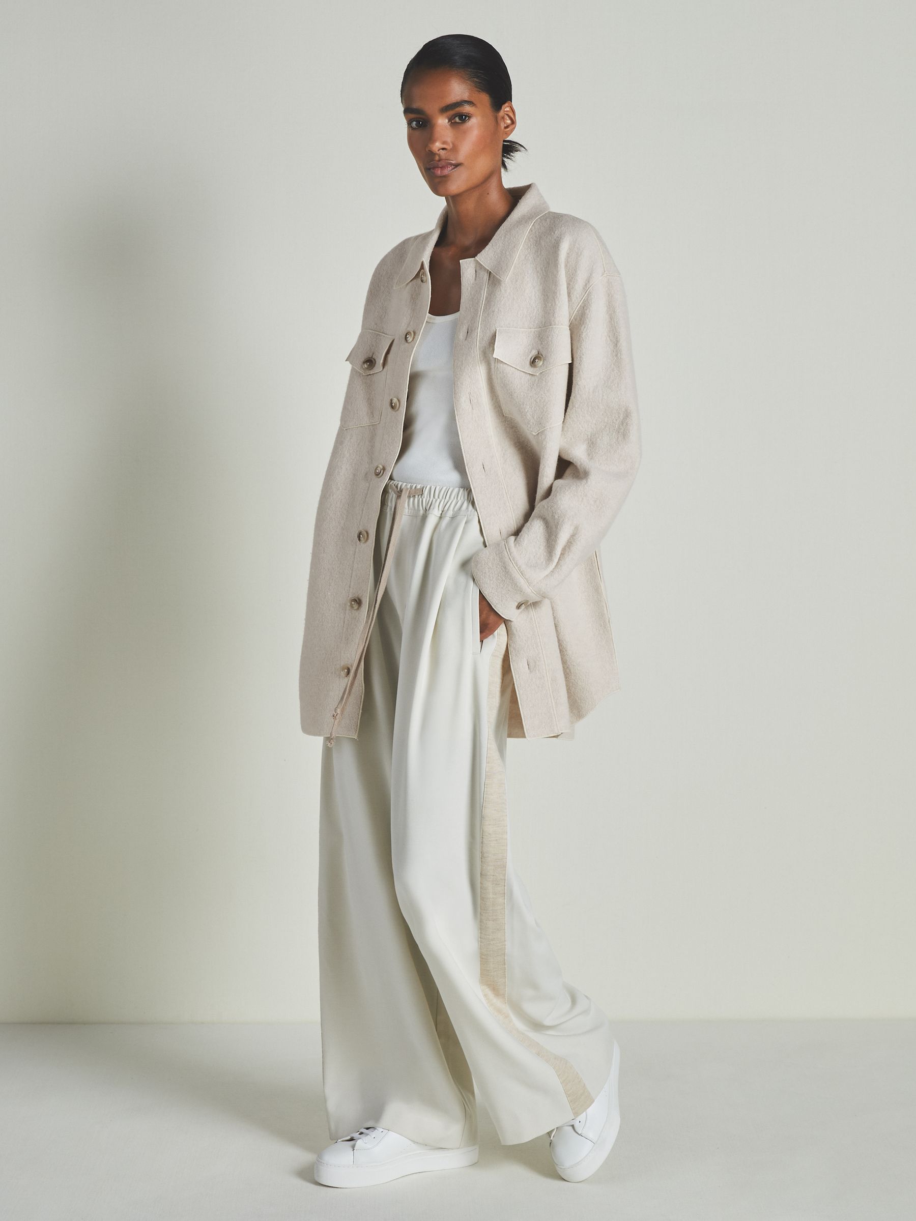 【海外限定】REISSジャケット☆Isla Linen Blend Shacket, White Reiss Isla Linen Blend Shacket, White