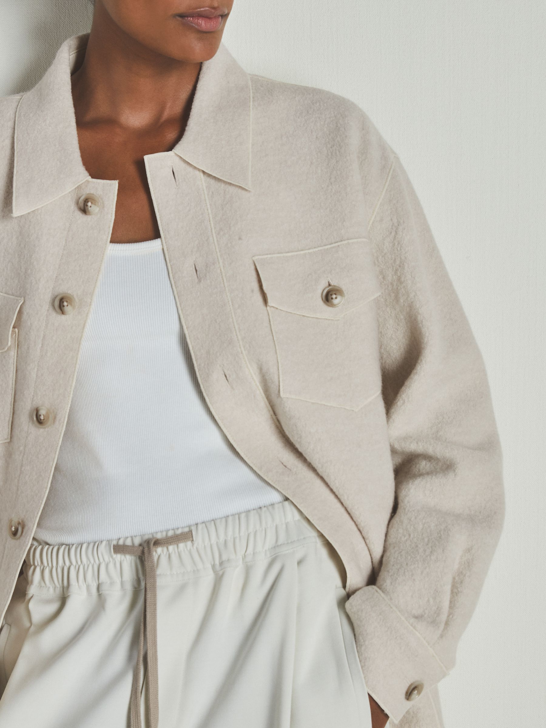 【海外限定】REISSジャケット☆Isla Linen Blend Shacket, White Reiss Isla Linen Blend Shacket, White