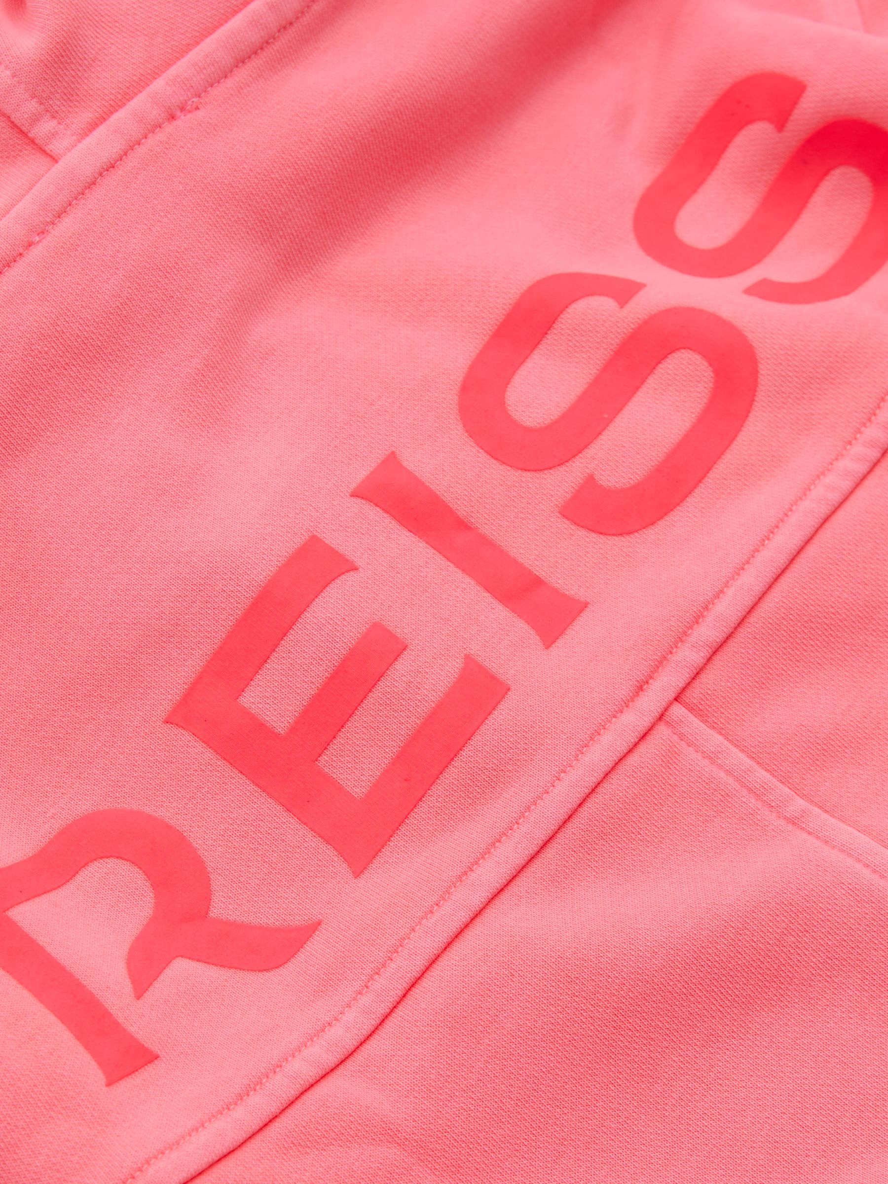 Reiss 13-14 yrs Oversized Logo Cotton Blend Hoodie in Bright Pink