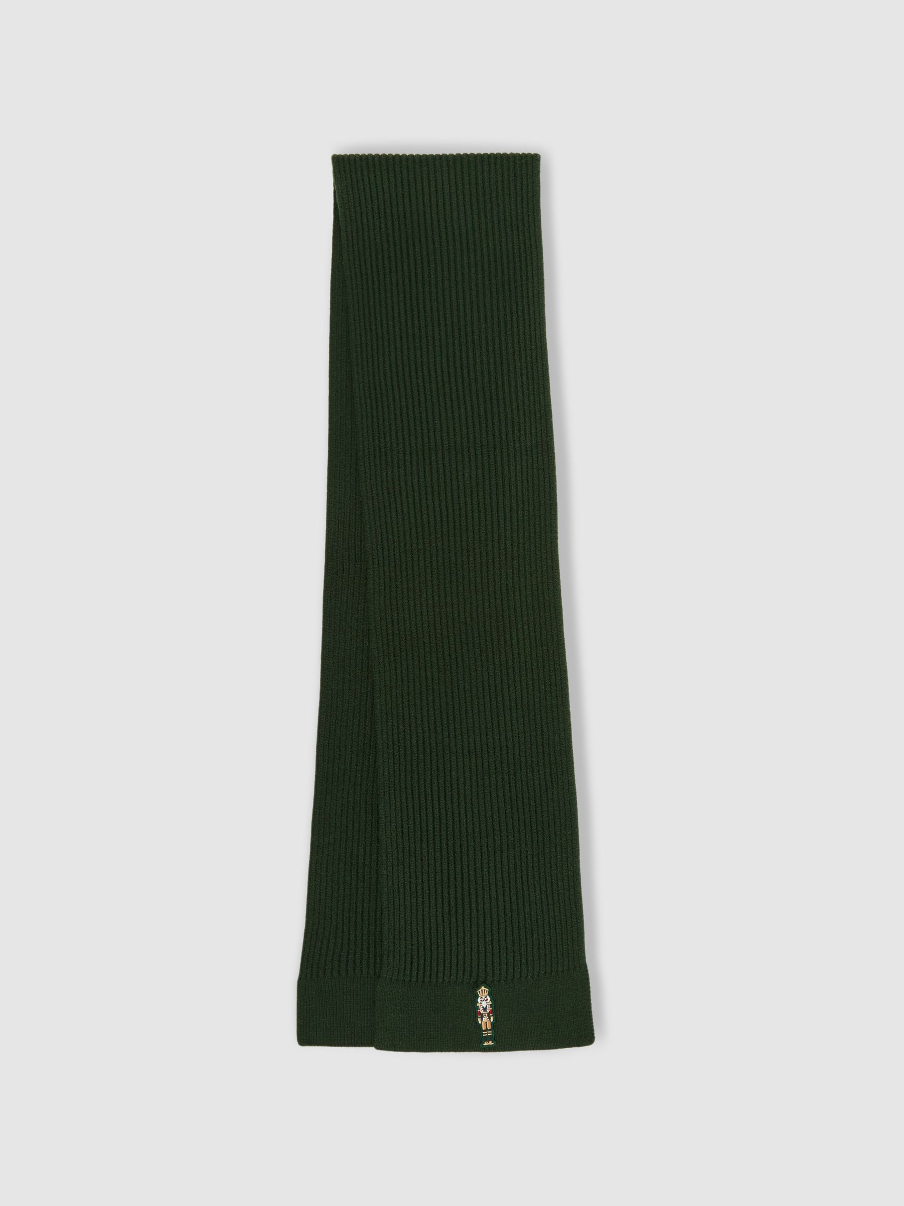 Nutcracker-Embroidered Hat and Scarf Set in Emerald Green - Image 2 of 4