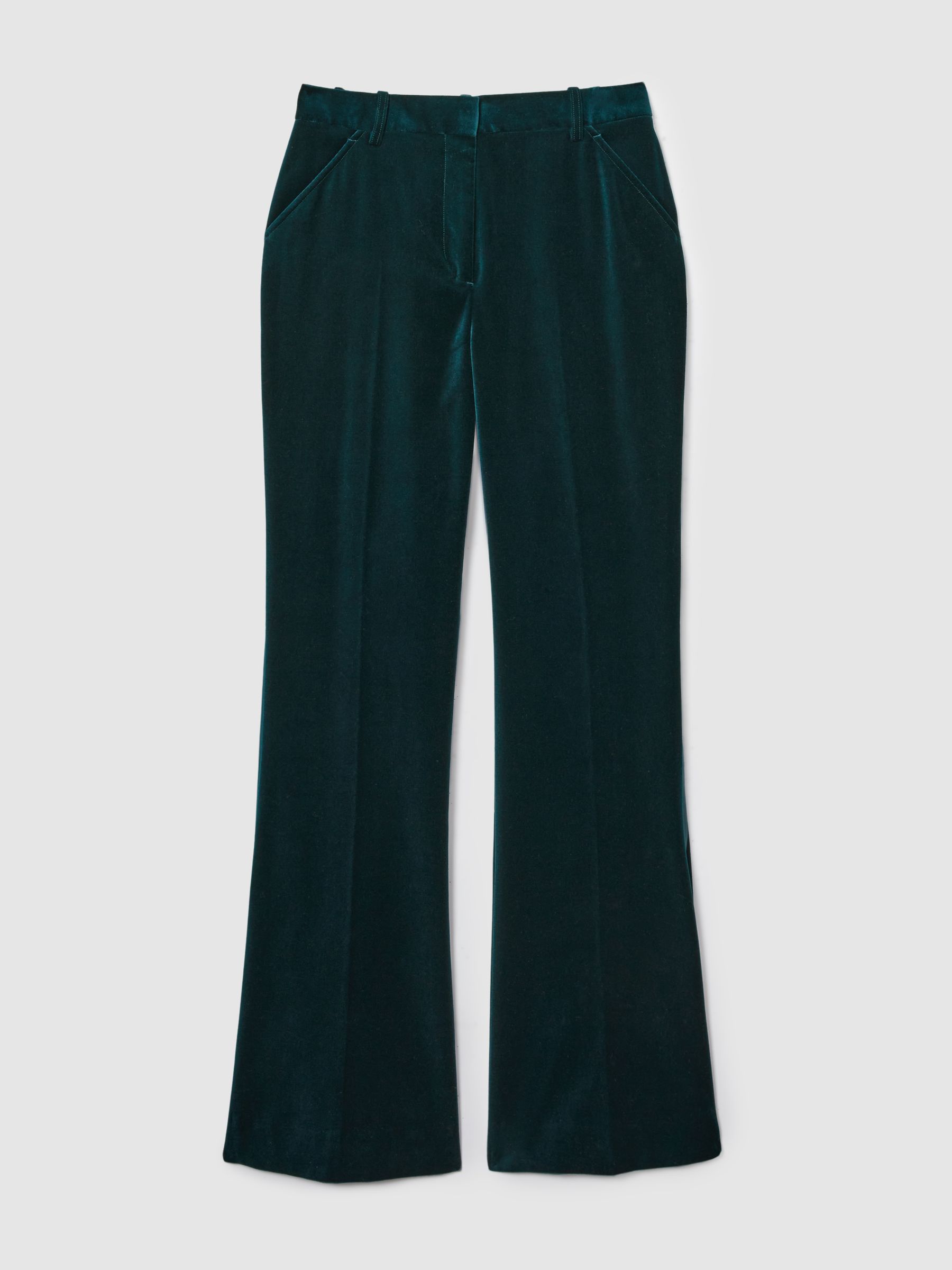 Petite Velvet Flared Suit Trousers in Teal - Image 2 of 8