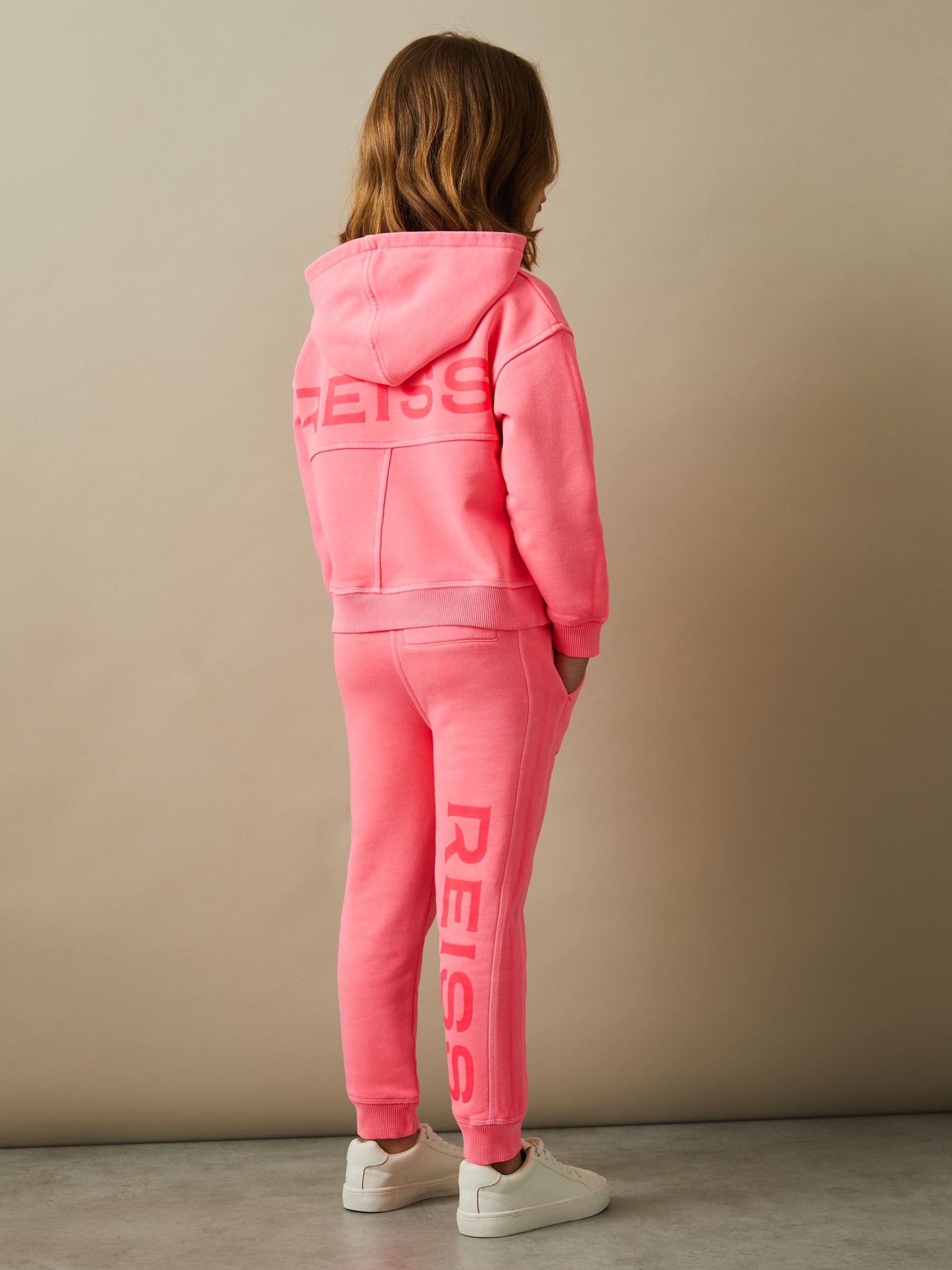 9-13 yrs Oversized Logo Cotton Blend Hoodie in Bright Pink - Image 1 of 5
